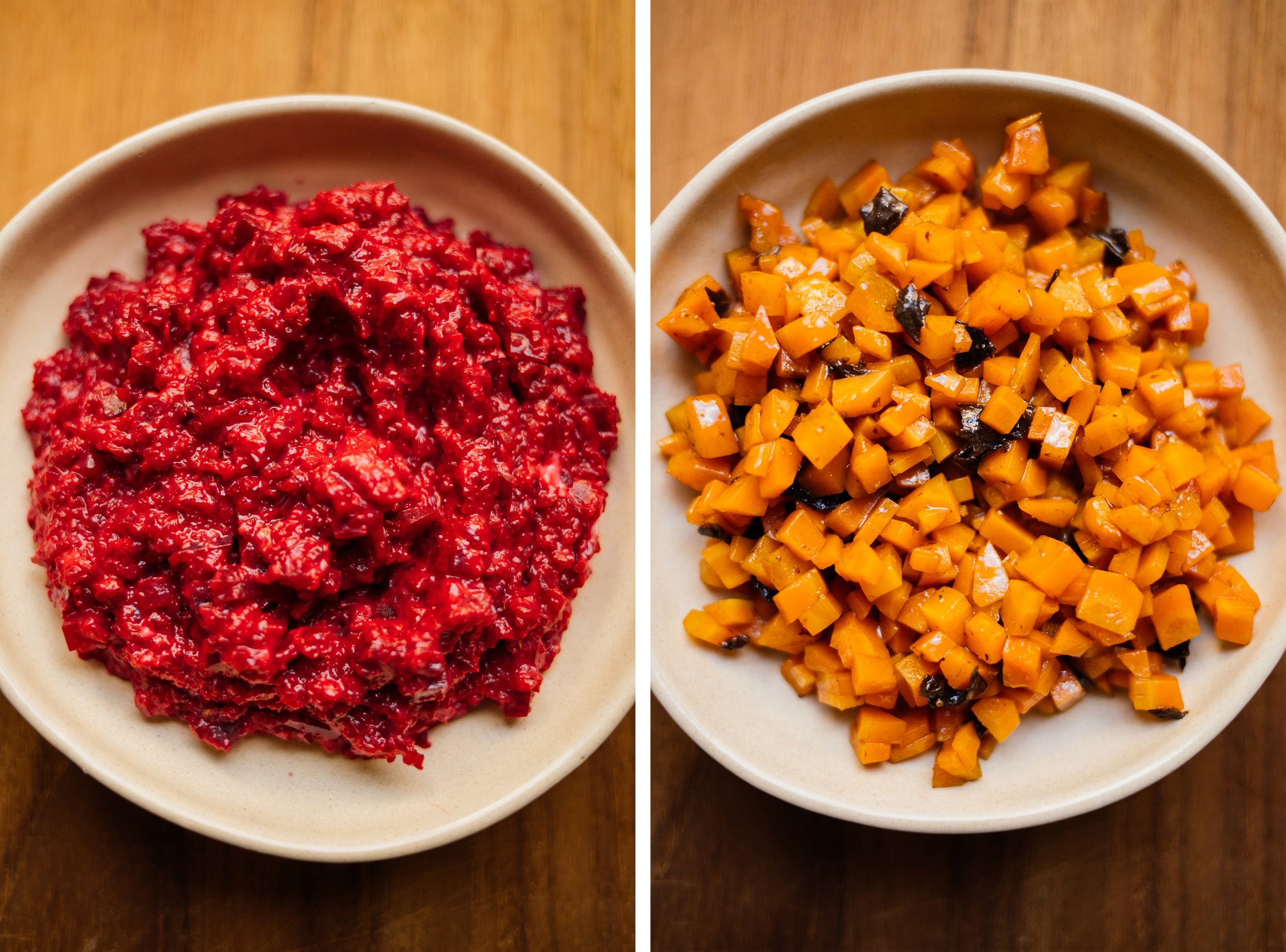 beetroot and carrot lox for veggie tartar