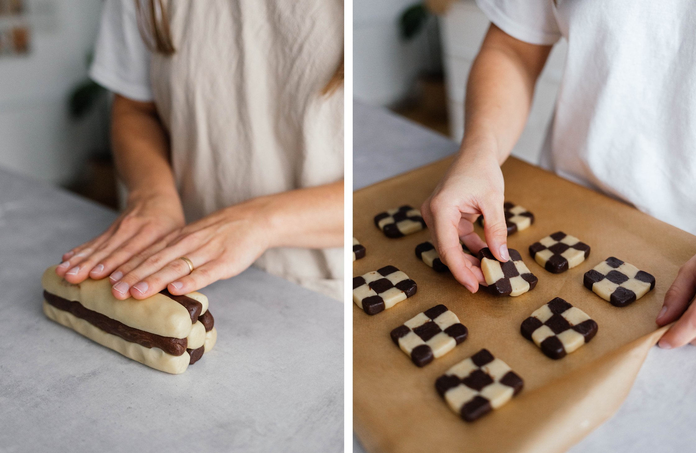 vegan black and white cookies before baking