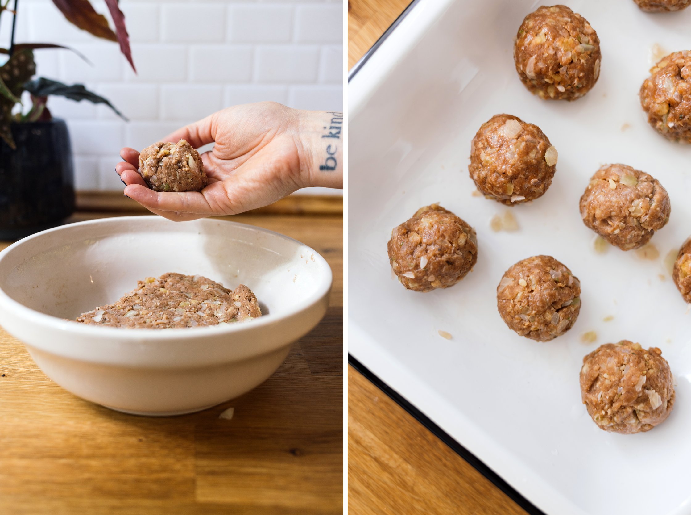 vegane fleischbällchen vor dem backen