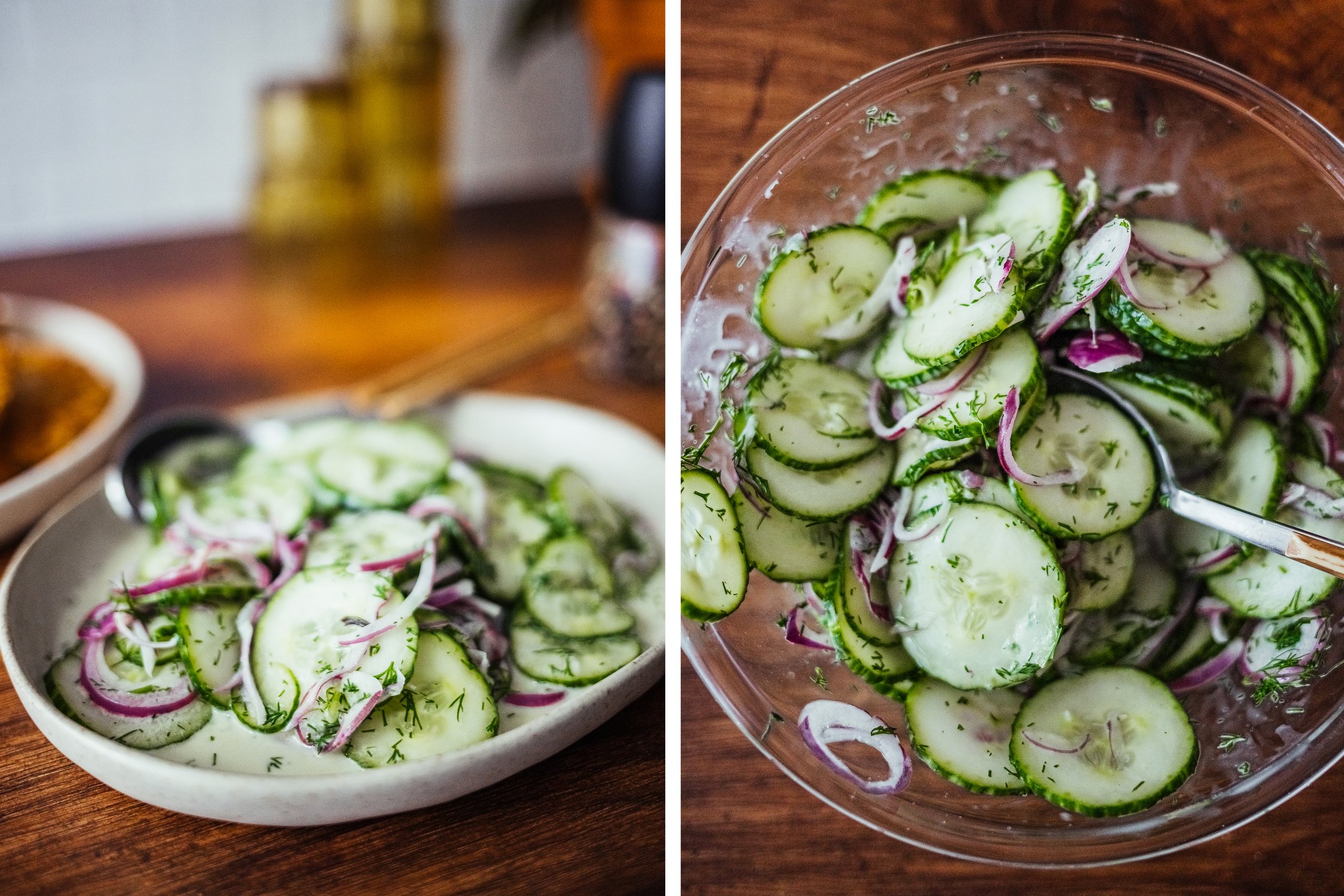 cucumber salad in a bowl