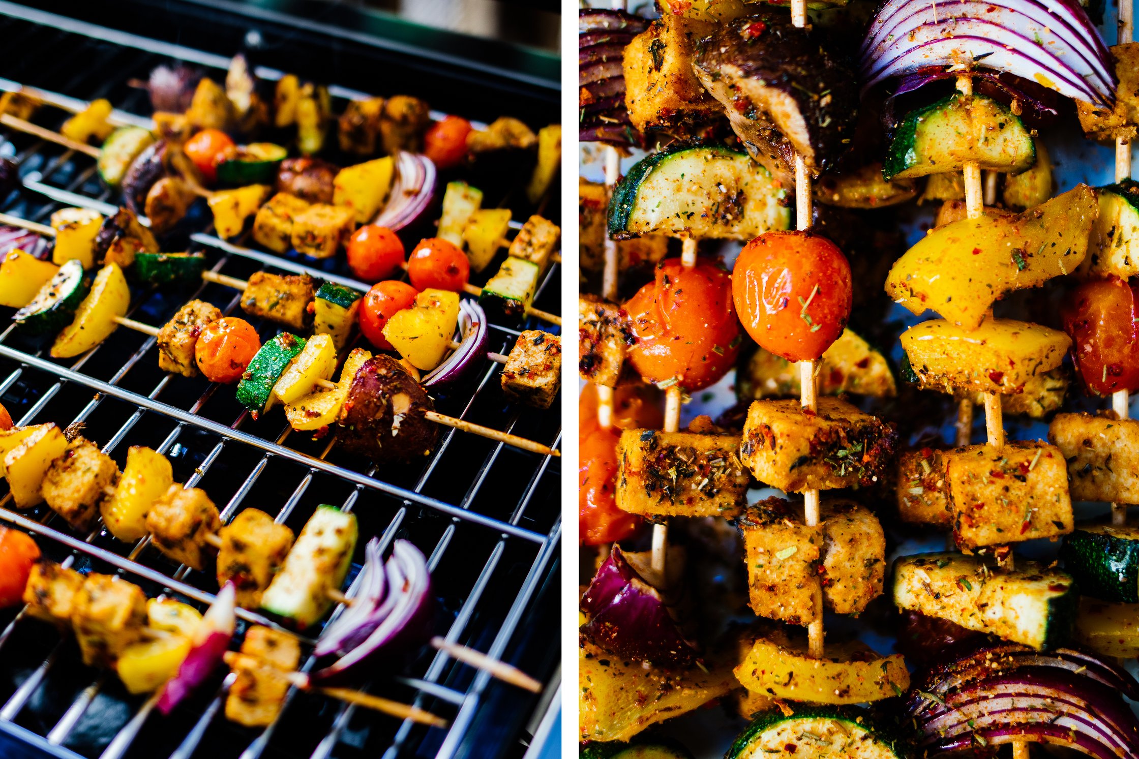 Vegane Tofu-Gemüse-Spieße auf dem Grill