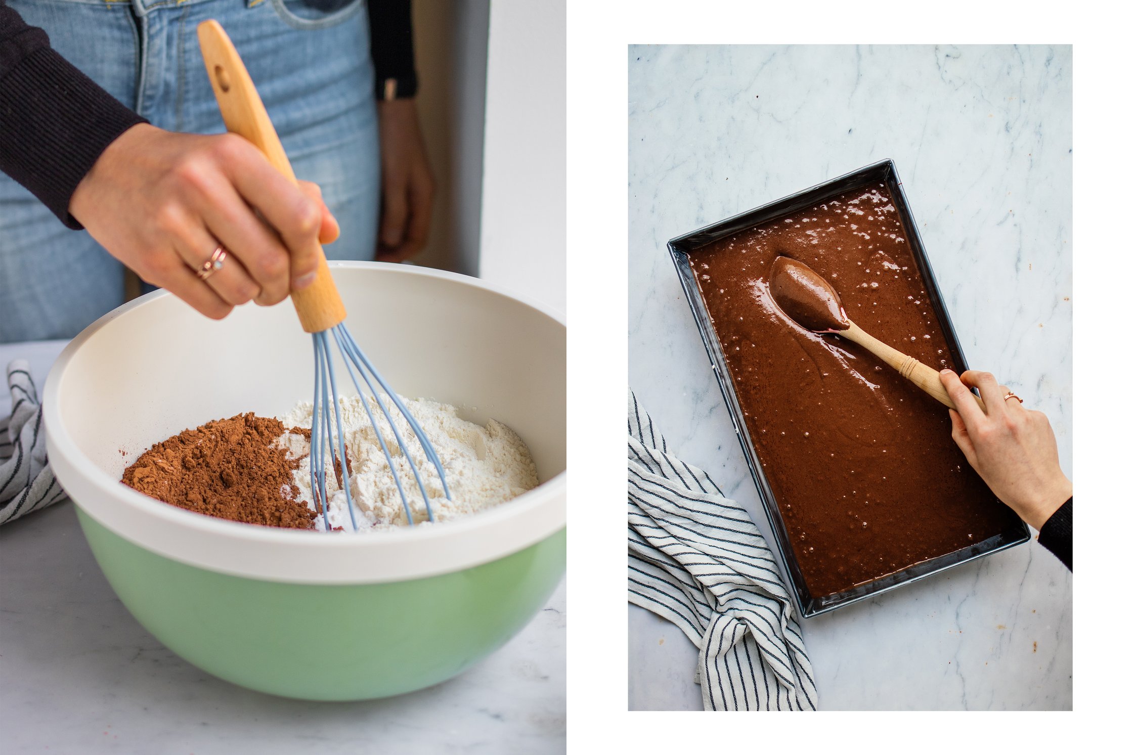 Schüssel mit Zutaten für Schokokuchen