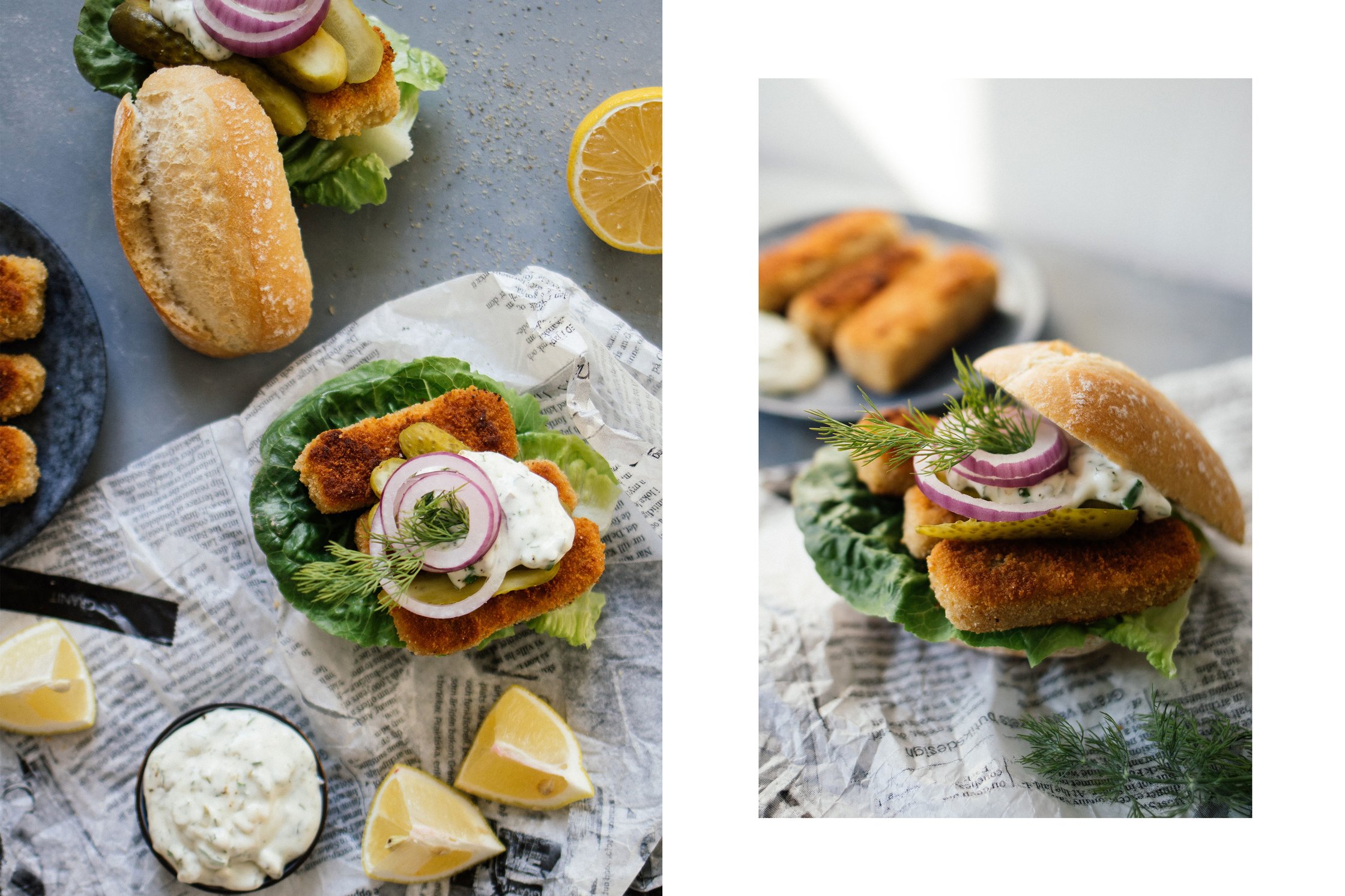 top shot of the fish sandwich