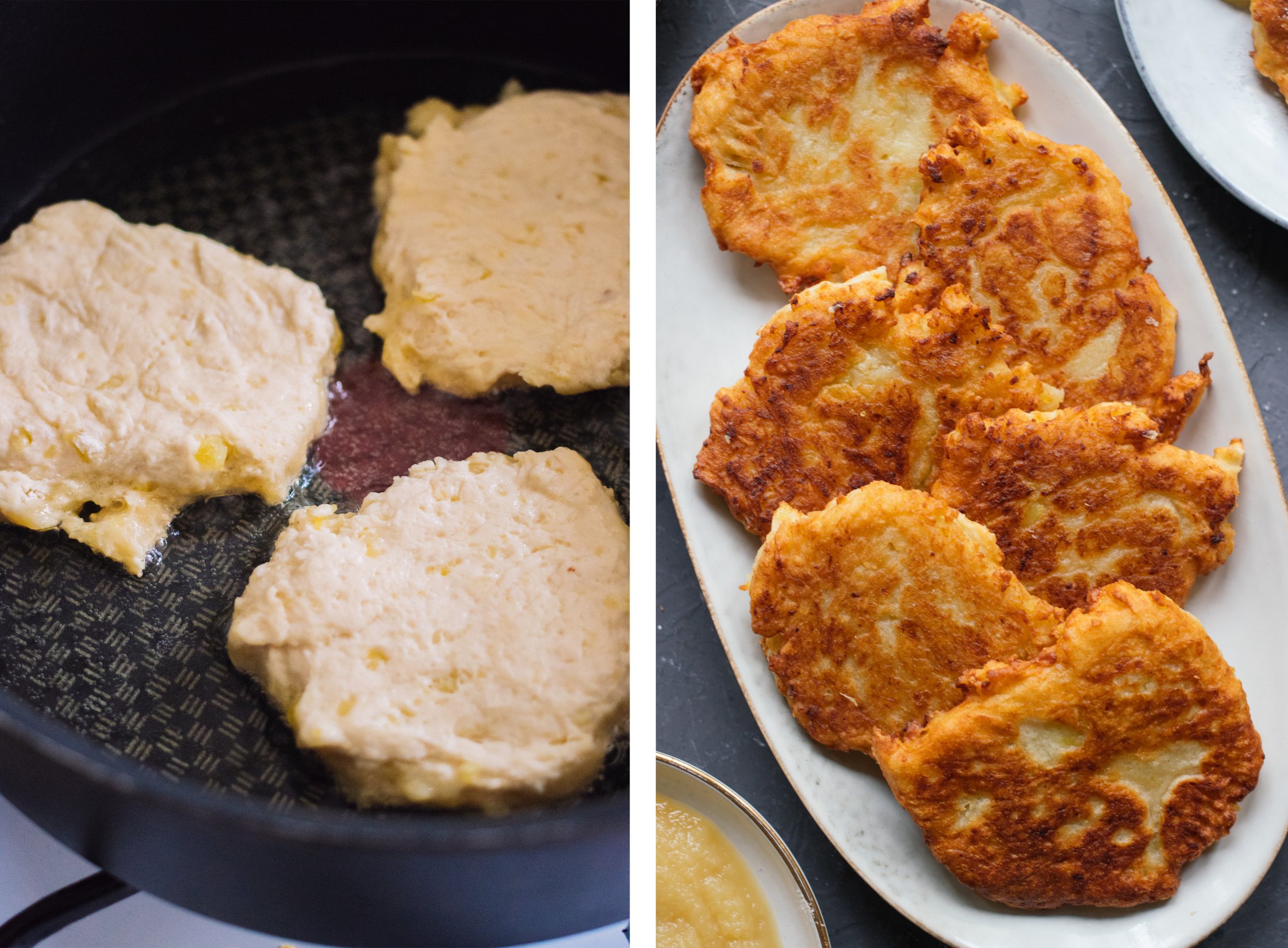 frying Vegan Sweet Potato Pancakes