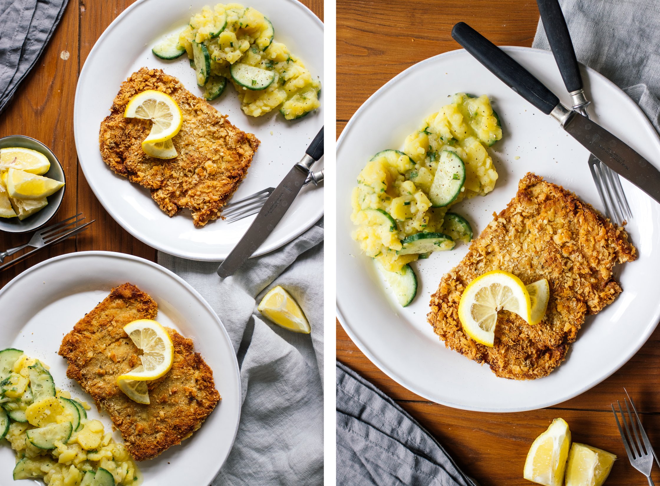 vegane schnitzel sind fertig auf dem tisch
