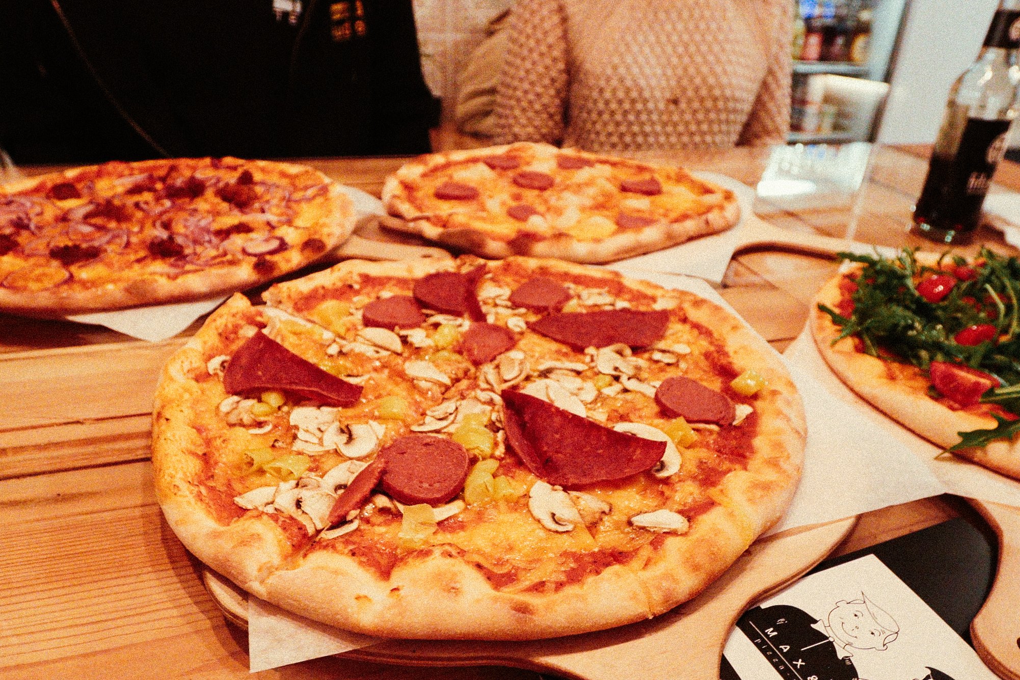 a vegan salami pizza