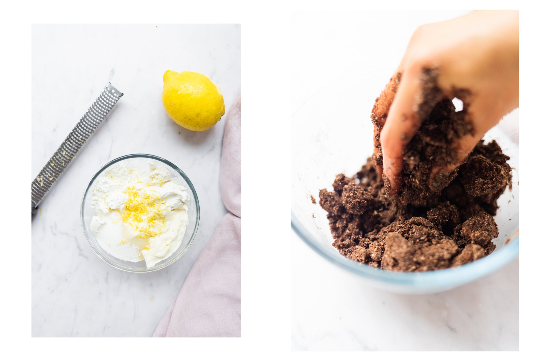 Zutaten für die Cheesecake-Füllung, Zitrone, Mandel-Streusel