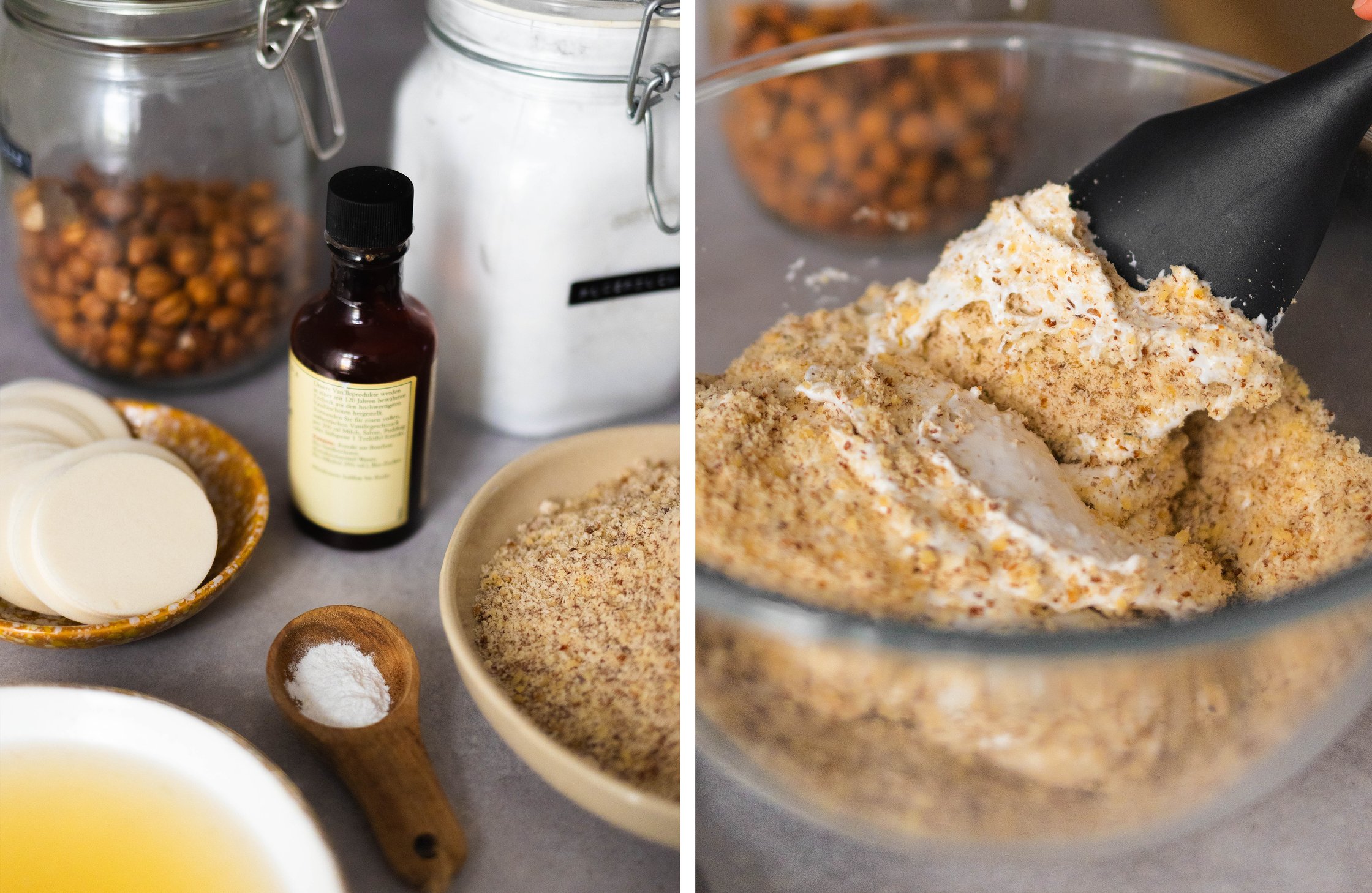 Ingredients for the cookies and dough in a bowl