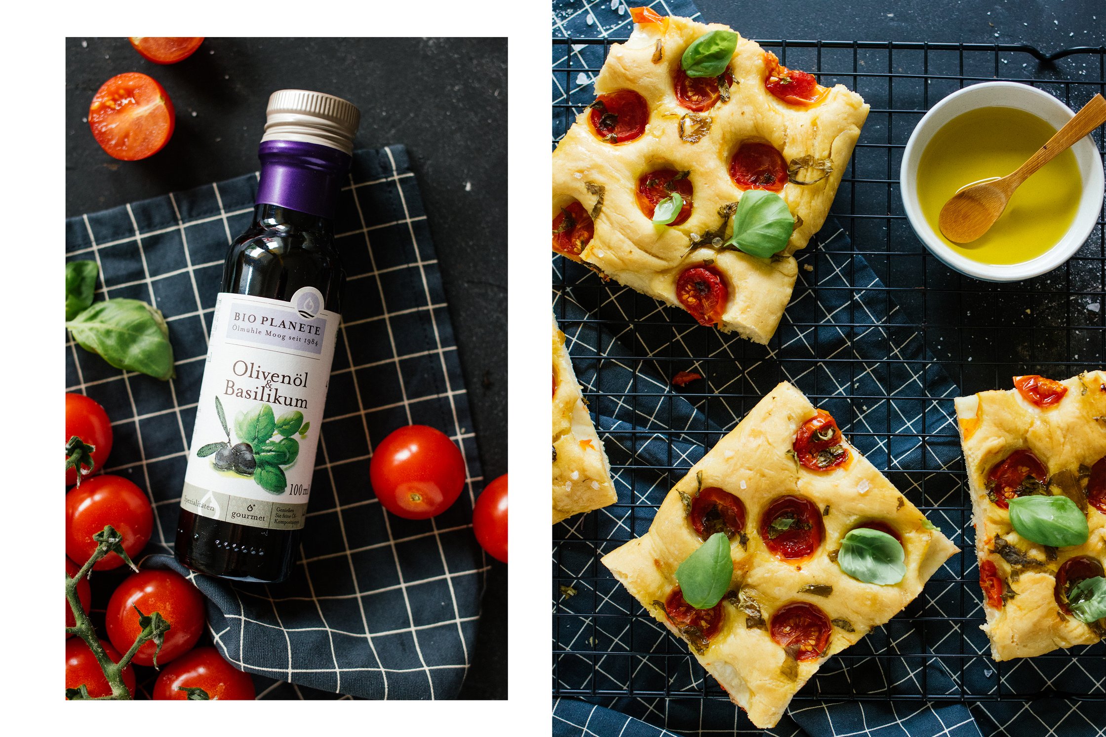 veganes Focaccia mit Basilikum-Öl