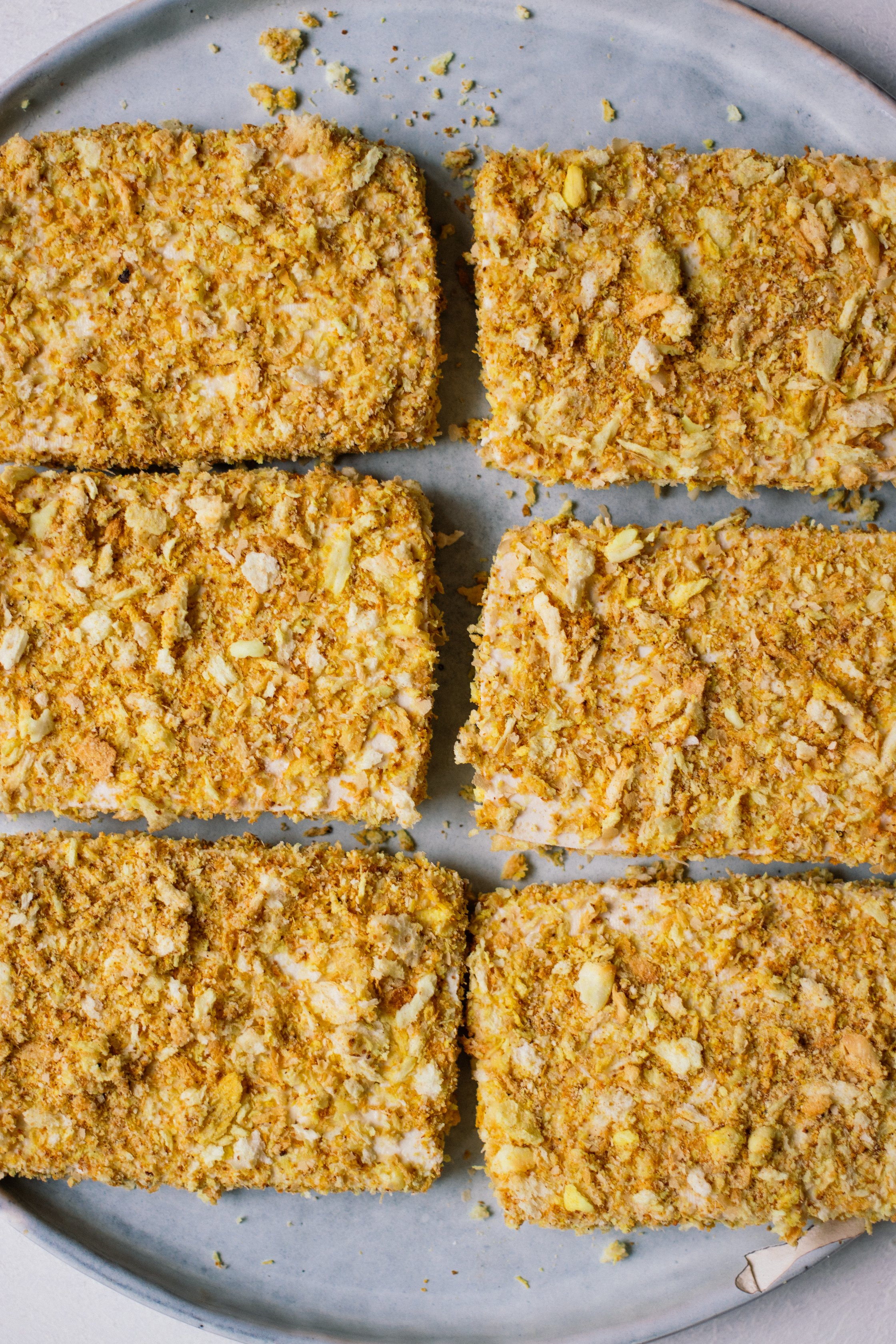 breaded tofu slices for Vegan Tofu Katsu Sando