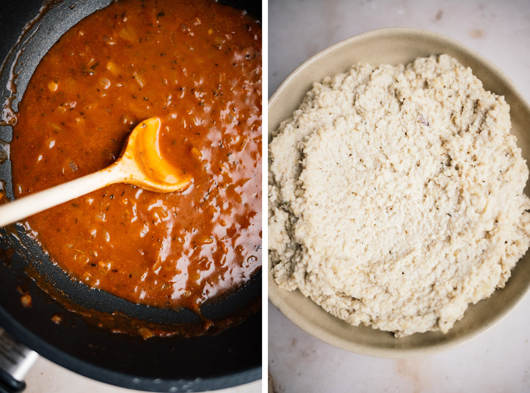 vegan gravy and cashew ricotta for vegan poutine