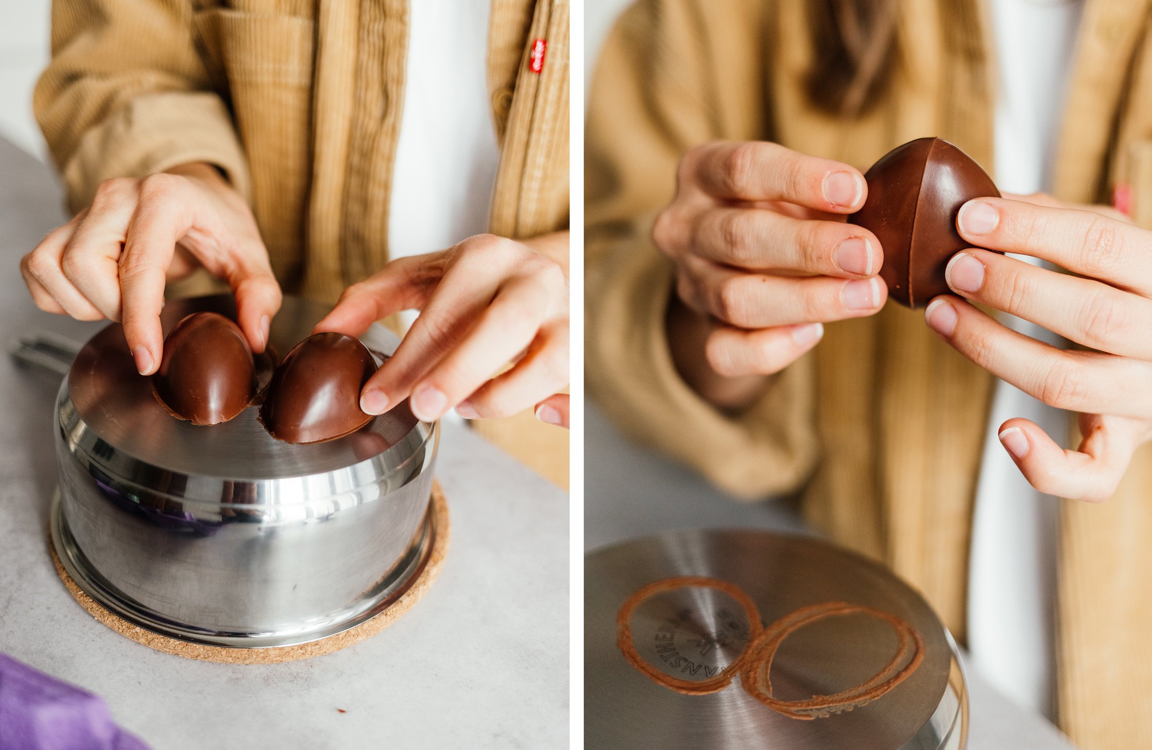 connecting chocolate halves