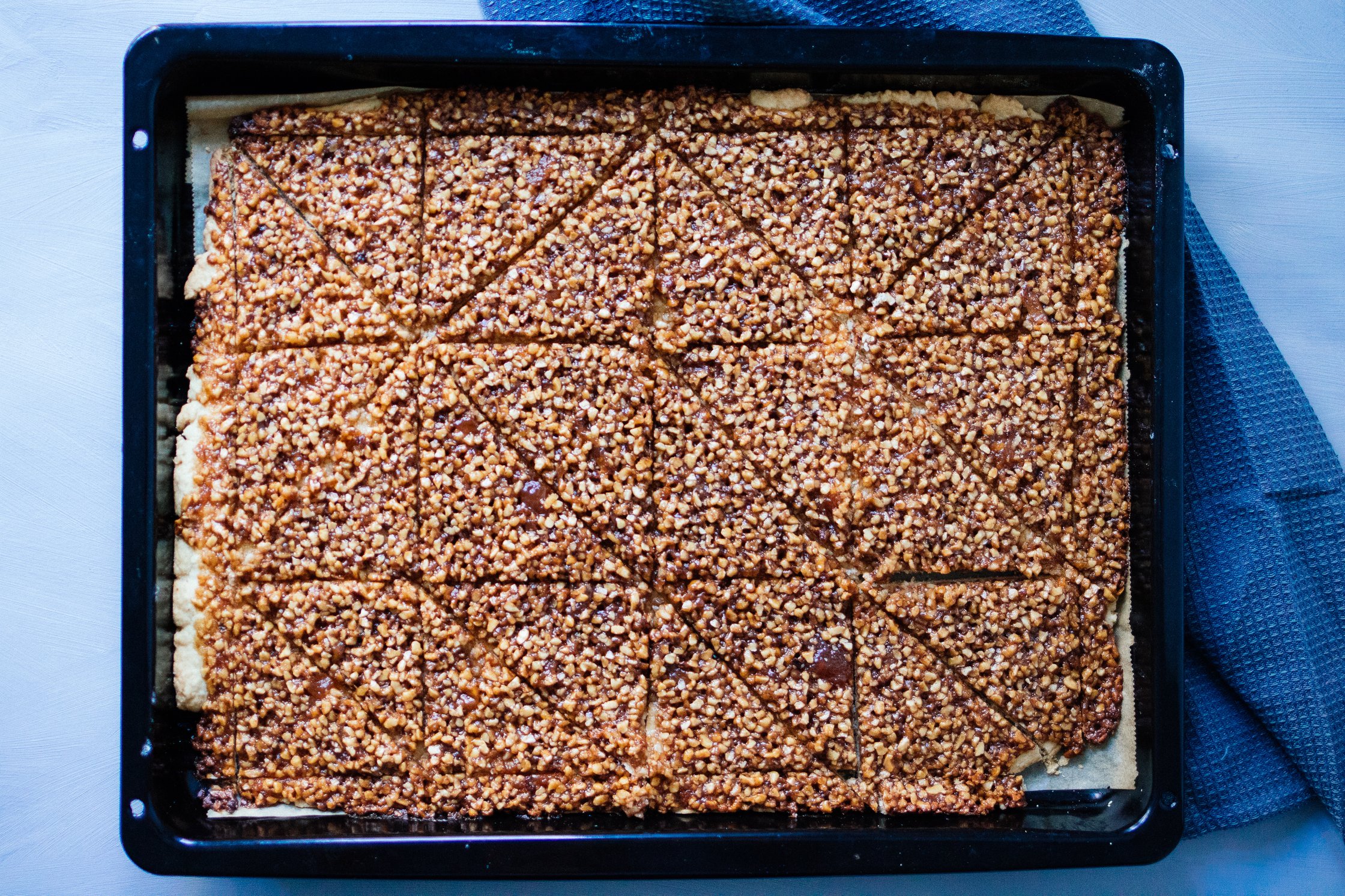vegan nut triangles after baking