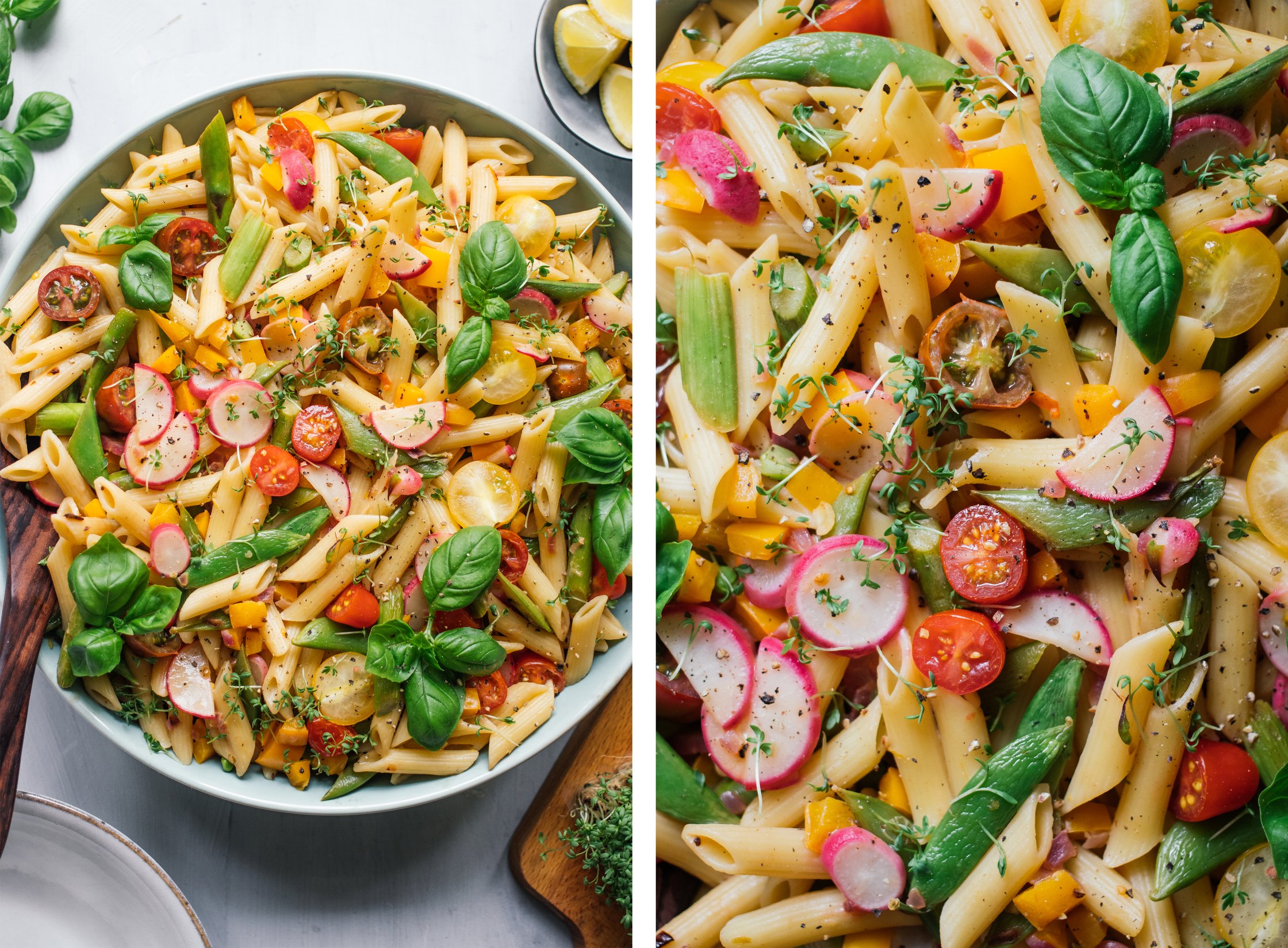 closeup of Vegan Pasta Primavera