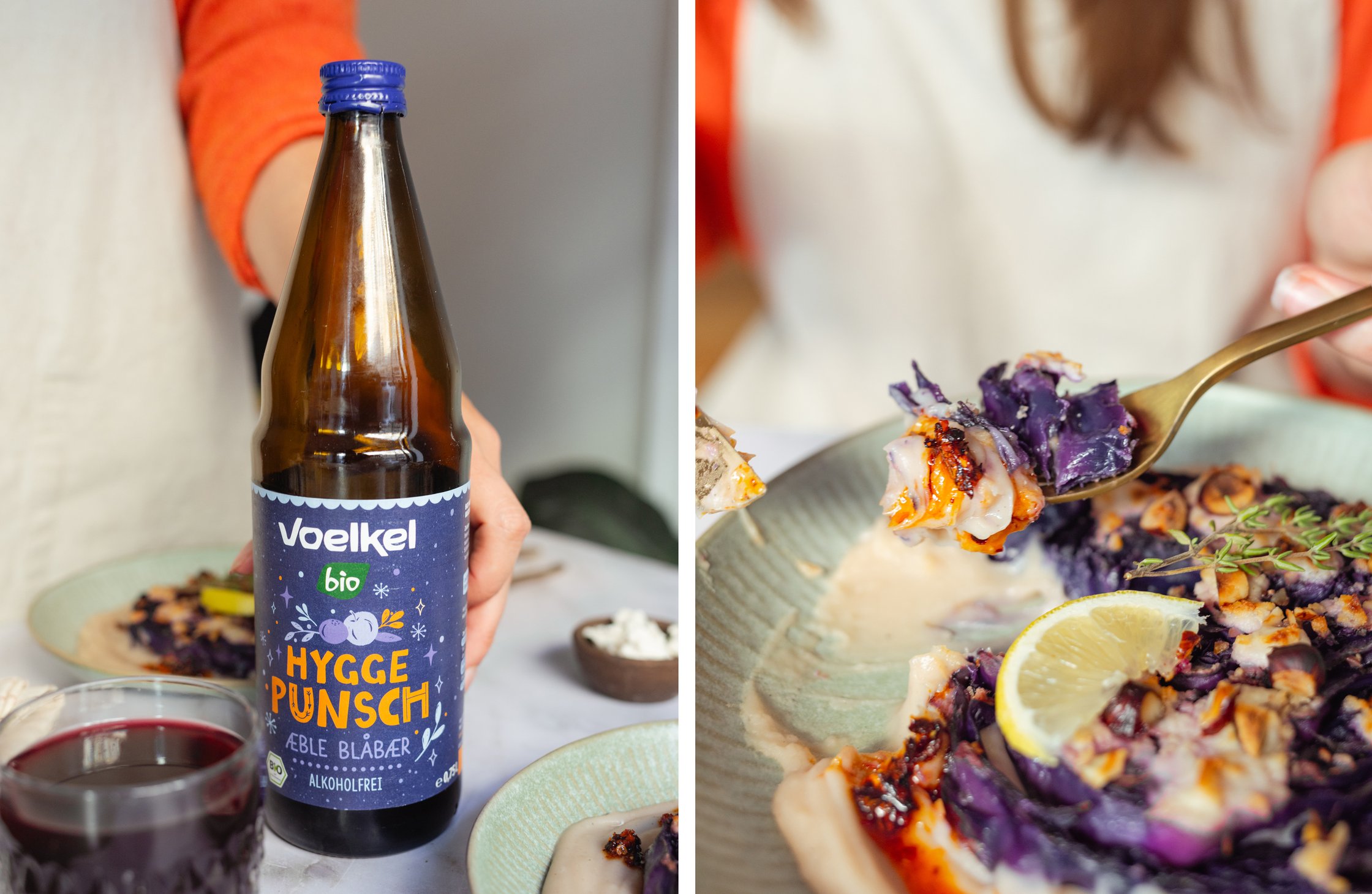 Voelkel hygge punch ; close-up of the food on a fork