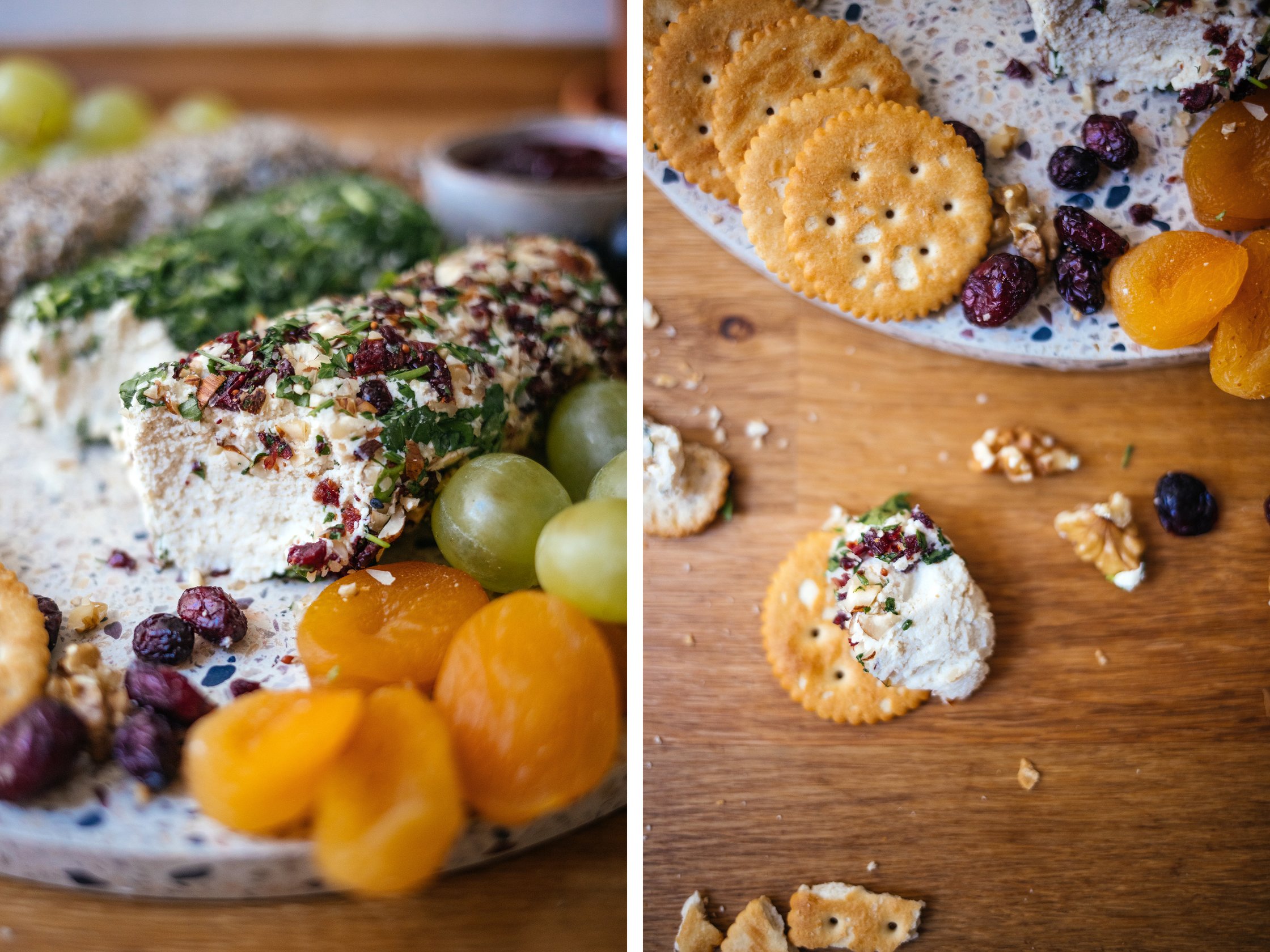 cracker mit veganen frischkäse rollen