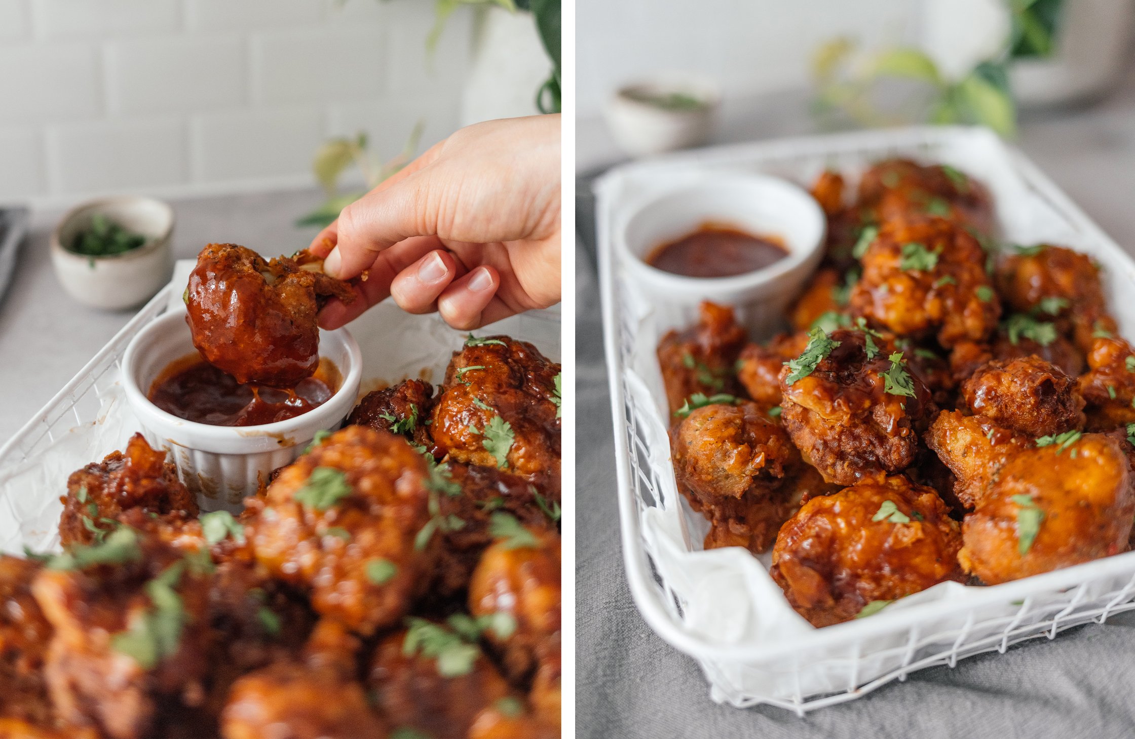 vegan cauliflower wings with bbq sauce