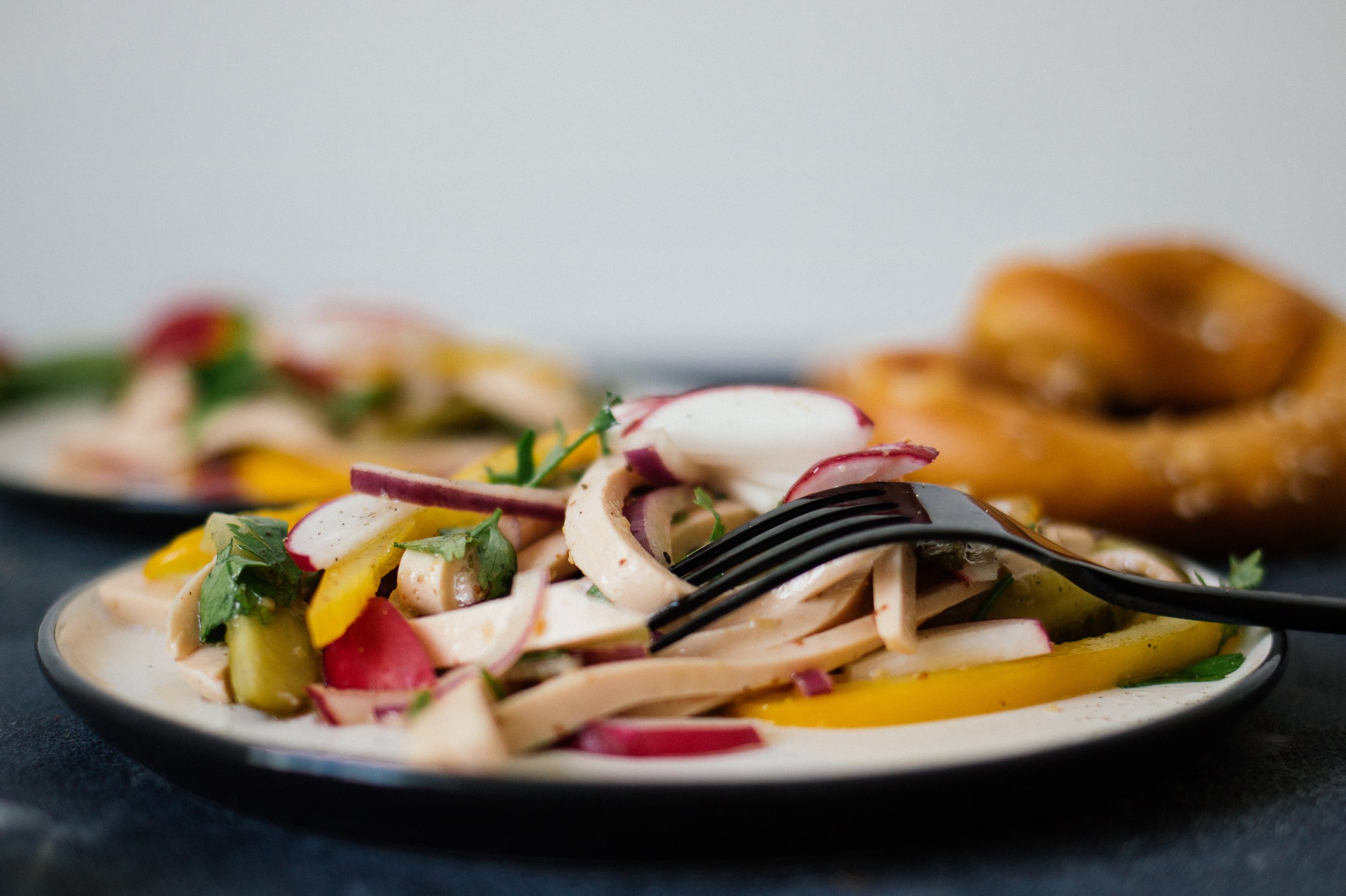 Wurstsalat in Nahaufnahme