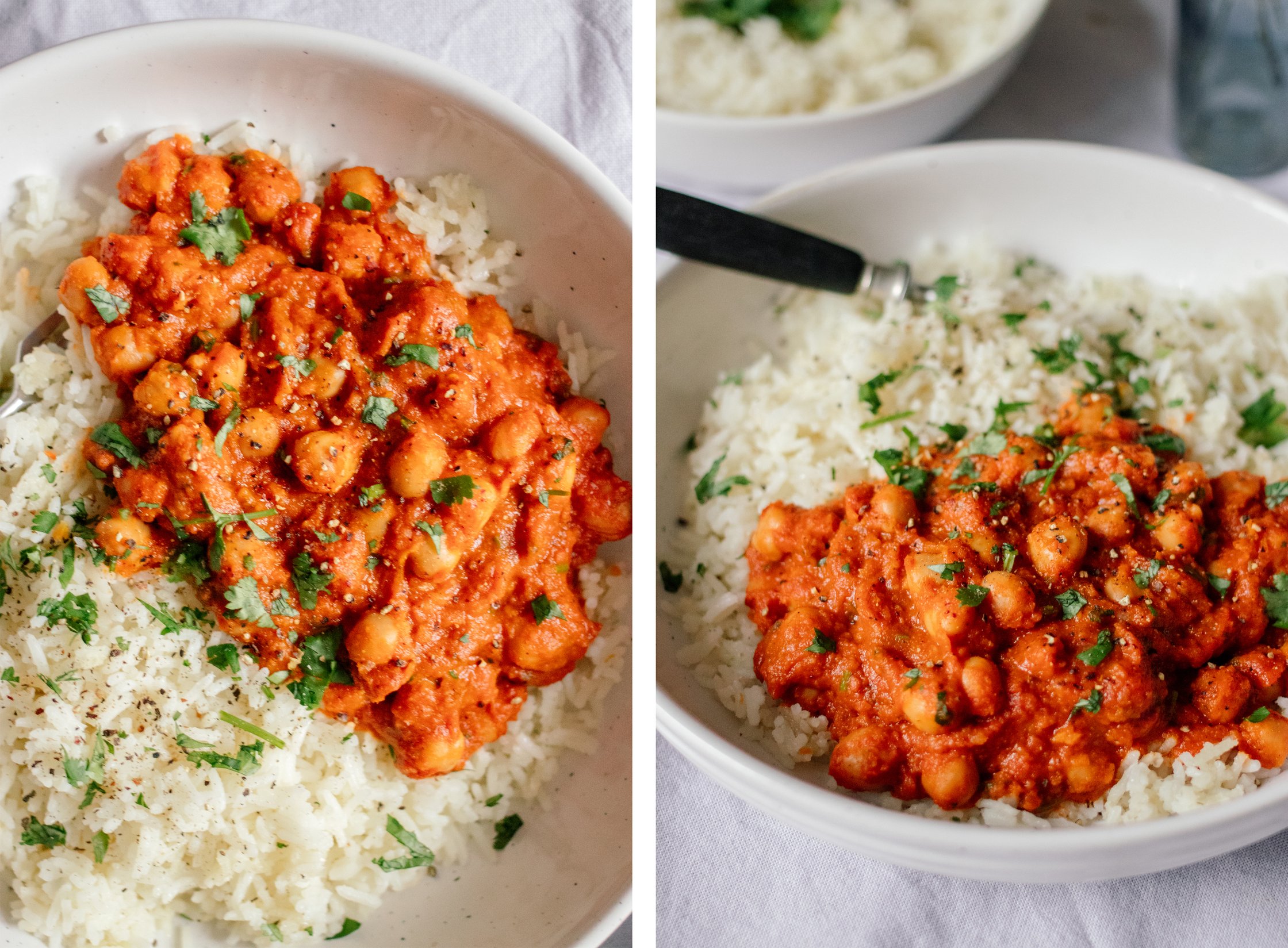 nahaufnahme von Veganem Chana Masala