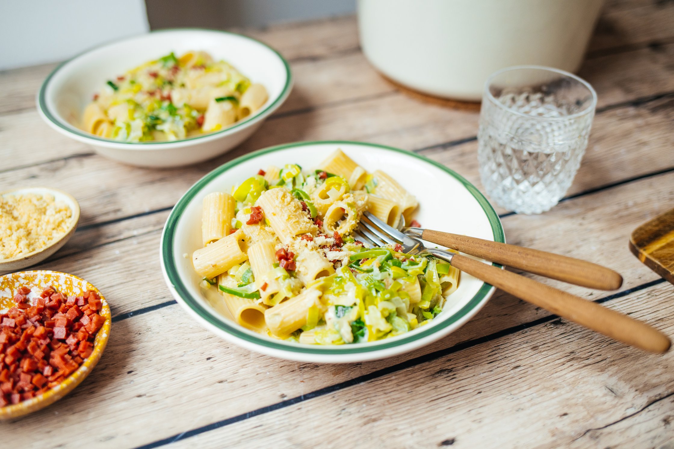 Pasta mit schneller Lauchsoße
