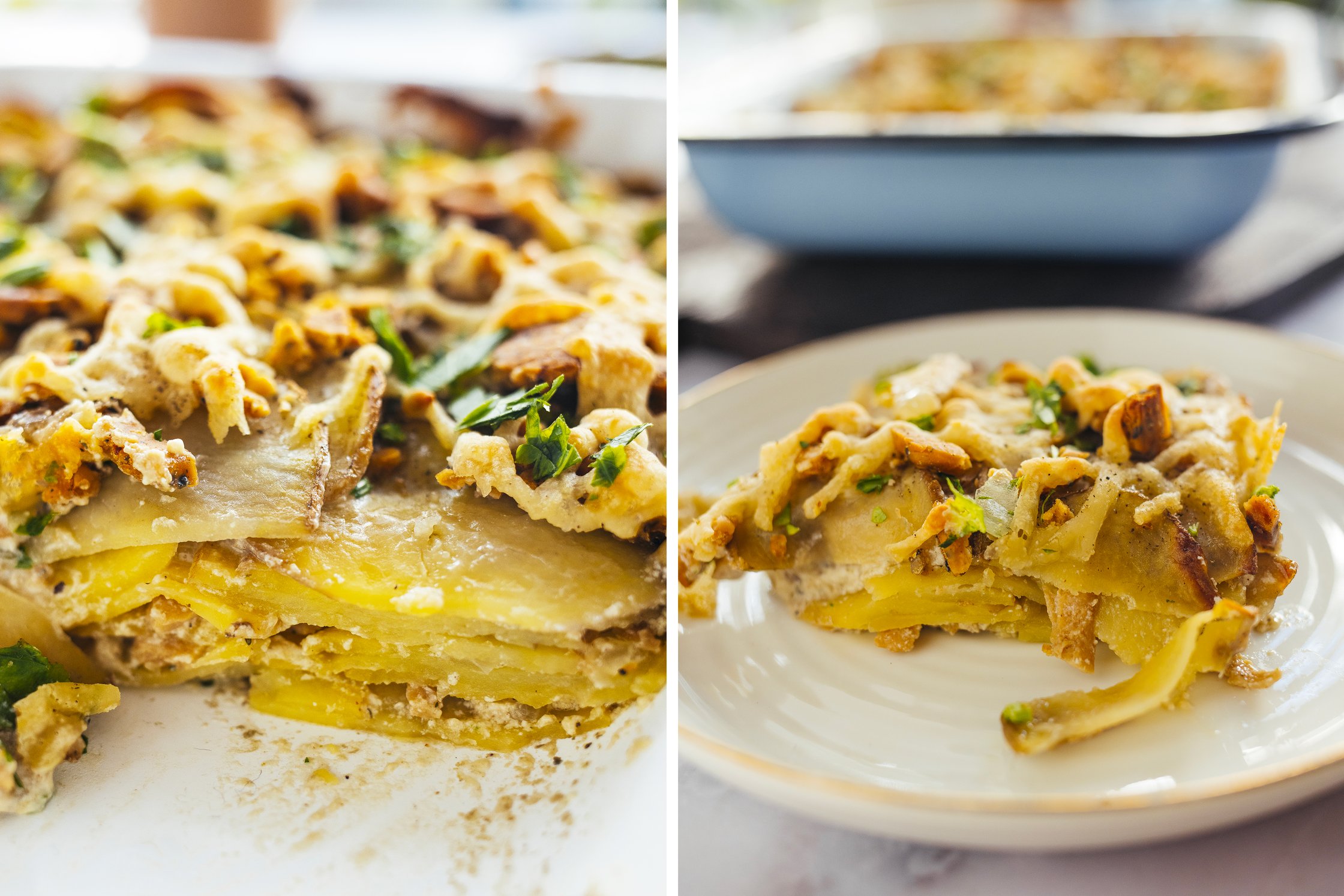vegan gratin potatoes in a
