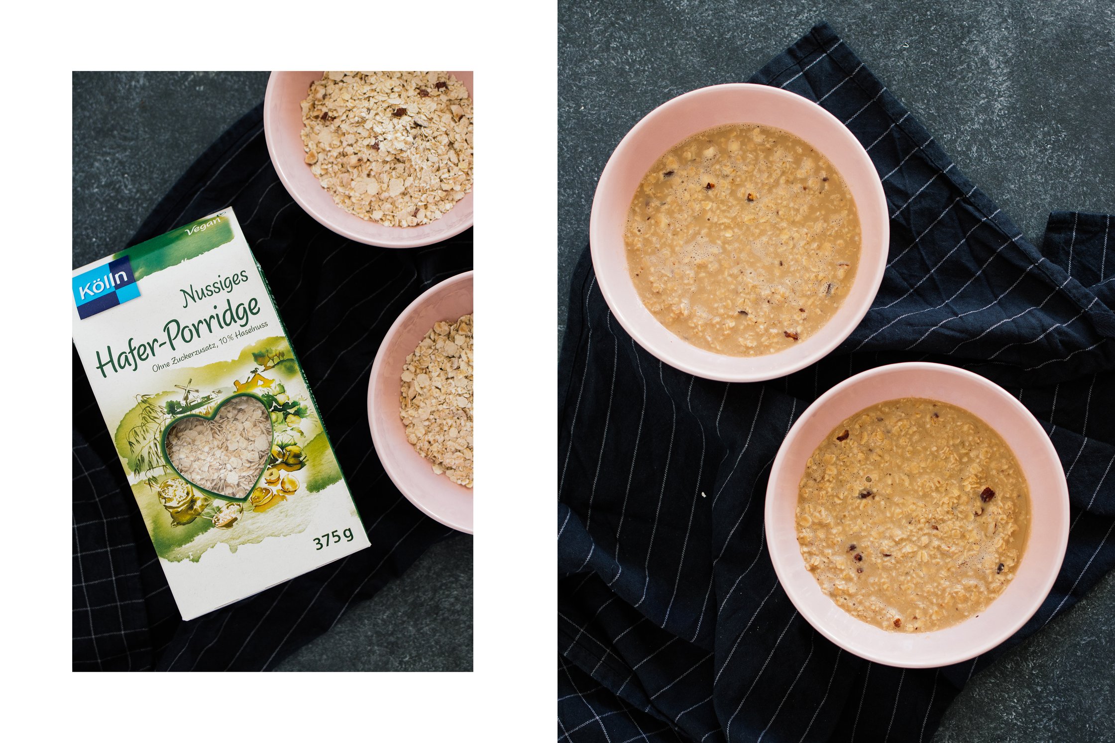veganes Chai-Porrdige in zwei rosanen Schüsseln