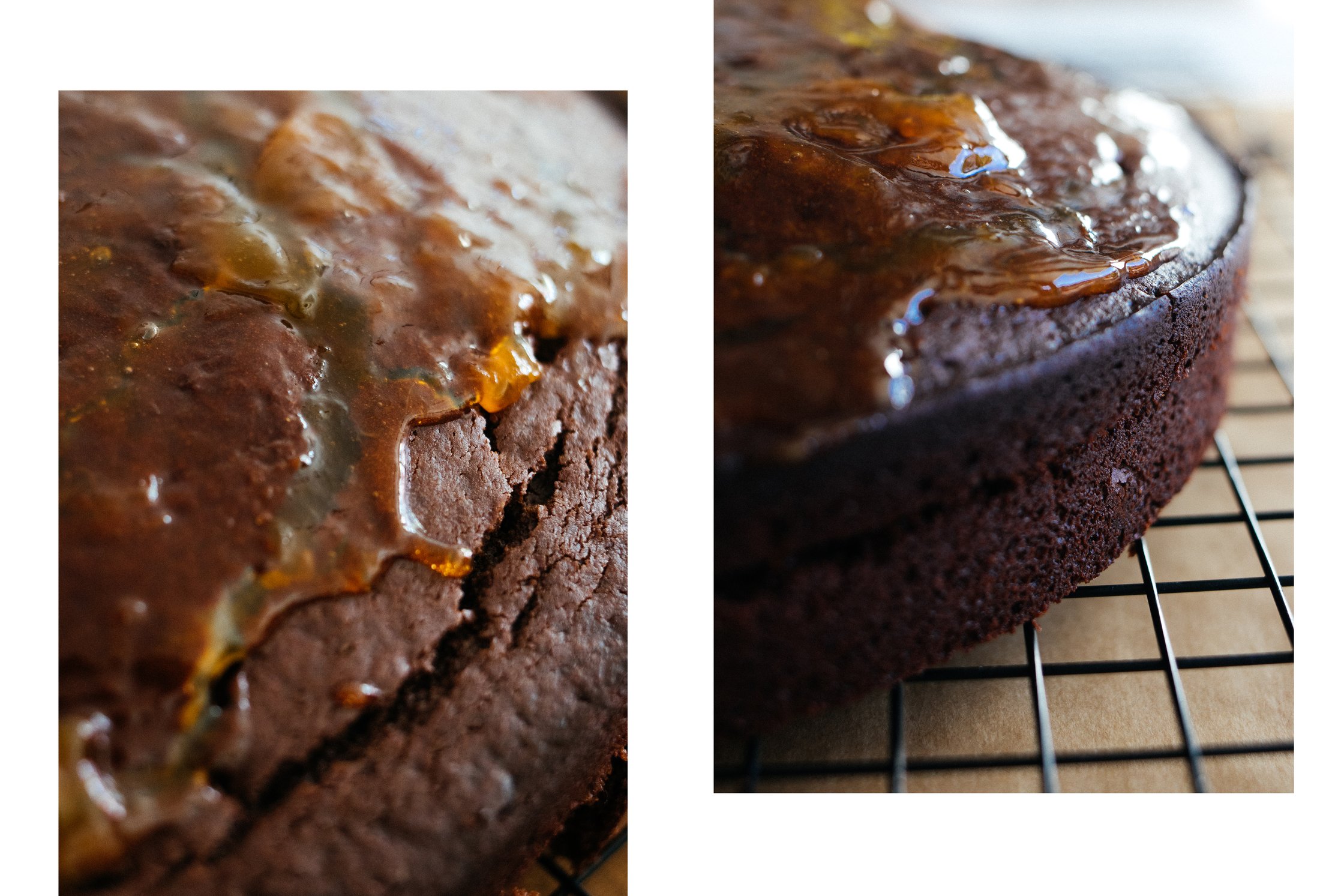 vegane Sachertorte wird mit Aprikosenmarmelade ummantelt