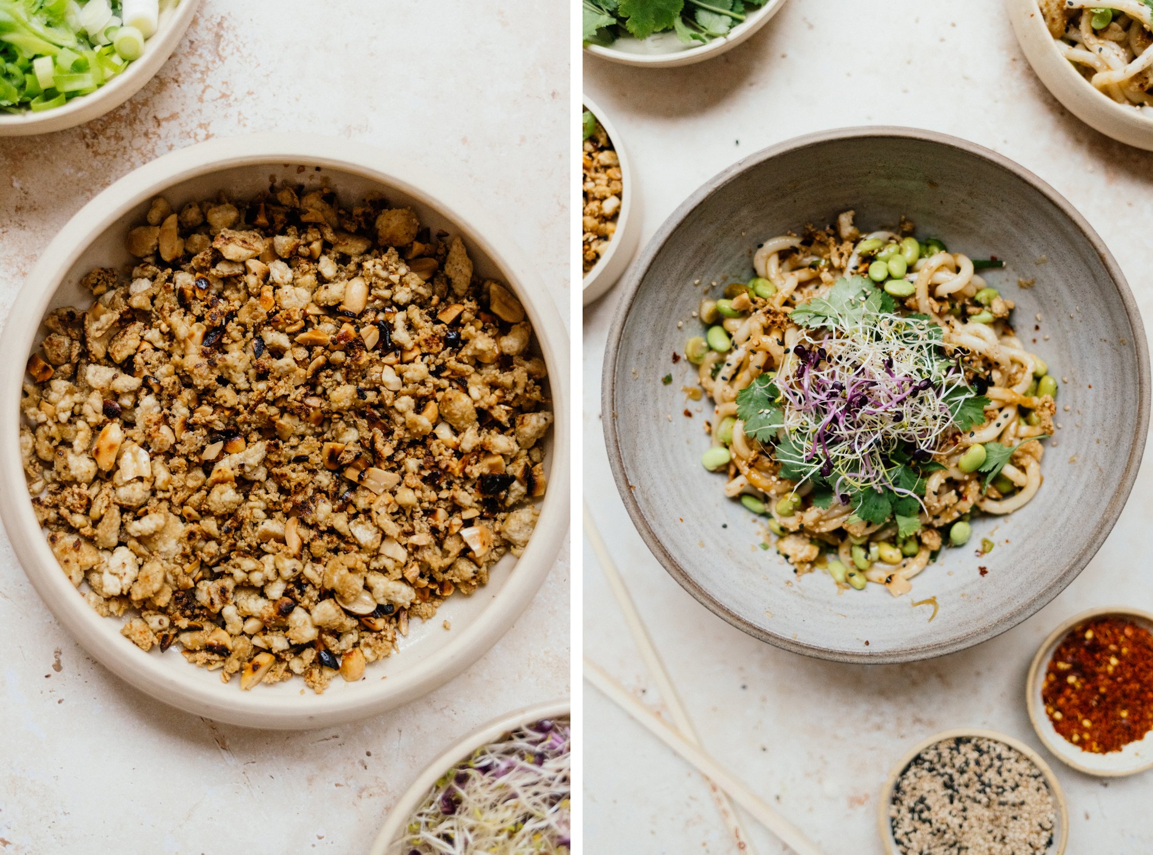 crunchy crumbled tofu with peanuts