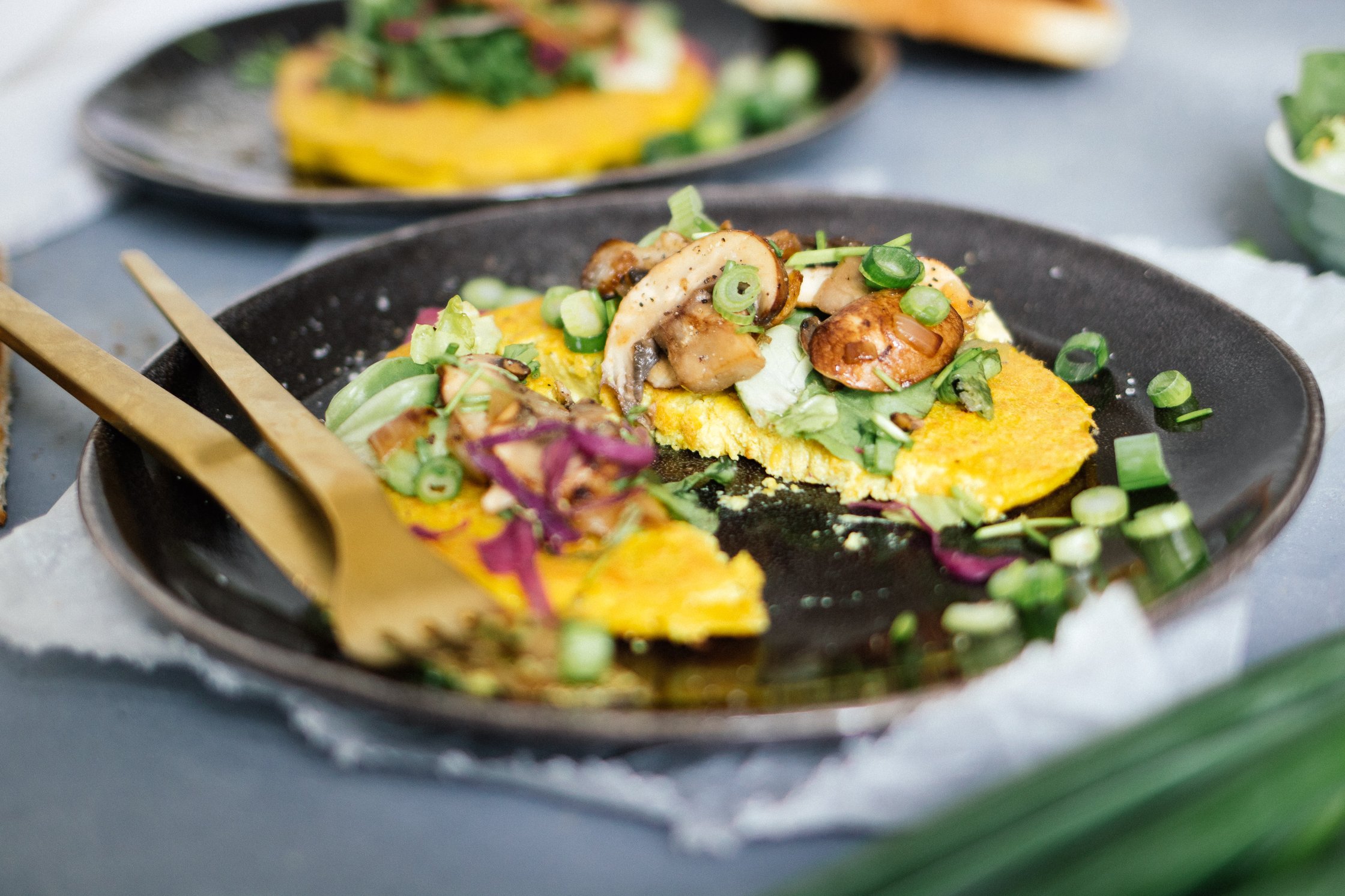 vegan omelet from the inside
