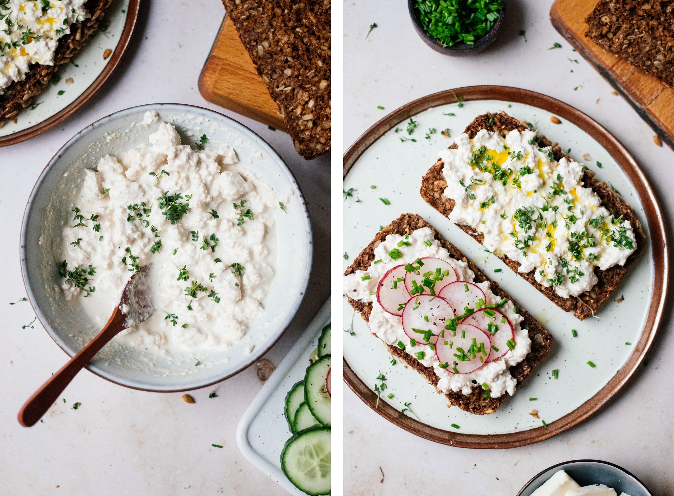 vegan cottage cheese in a bowl