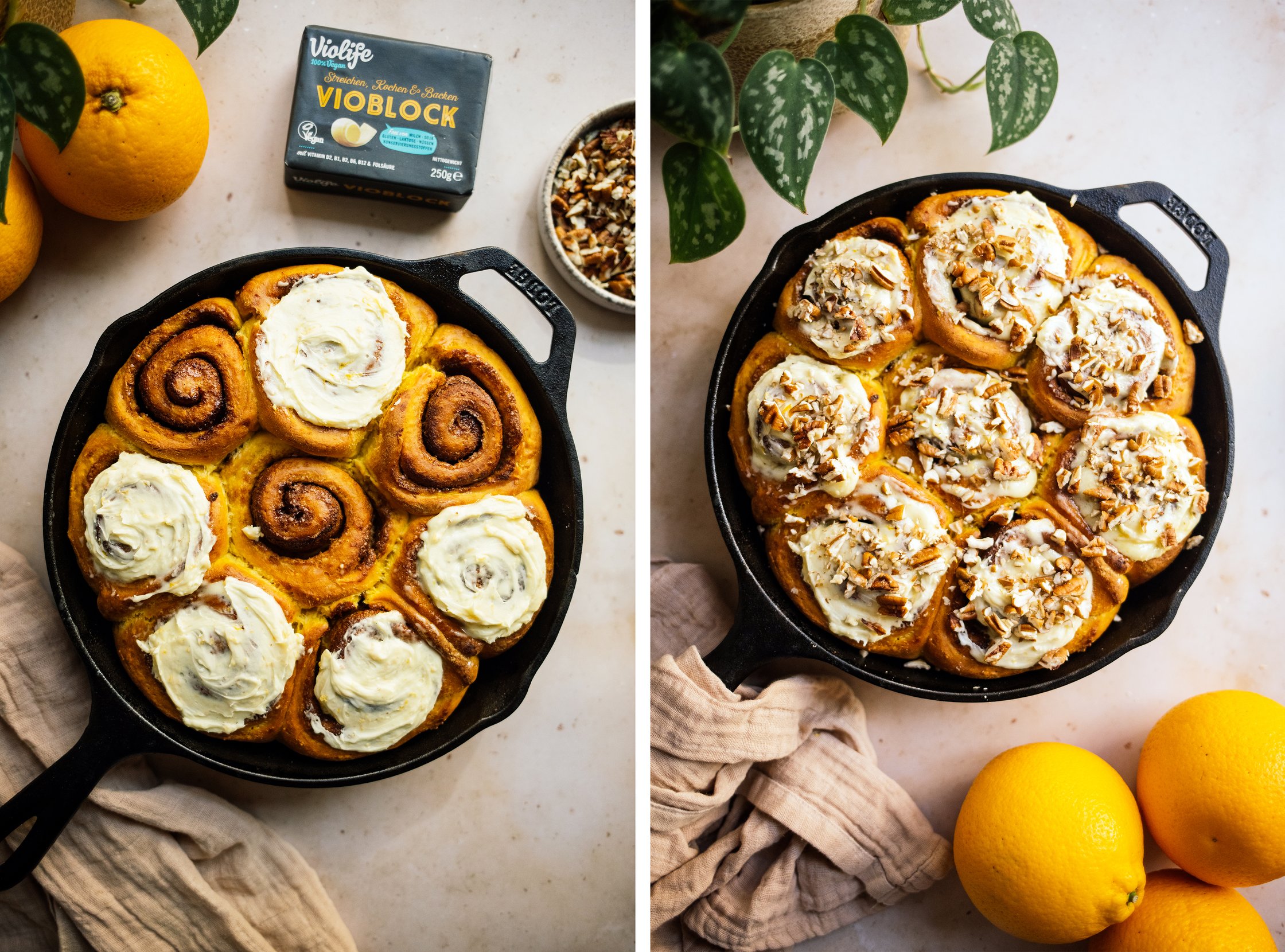 vegane kürbisschnecken mit orangen buttercreme