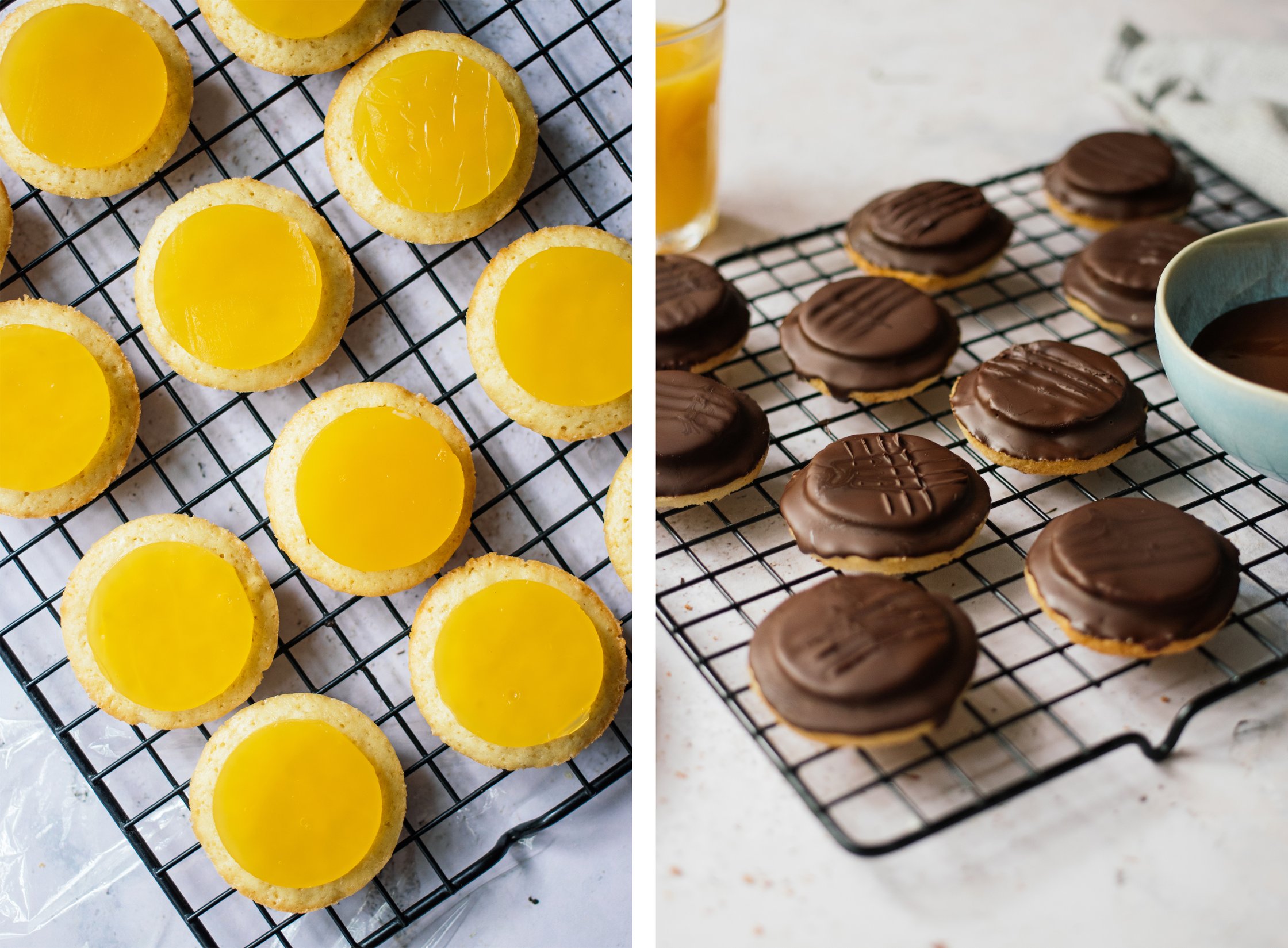 vegan jaffa cakes before glazing them with chocolate