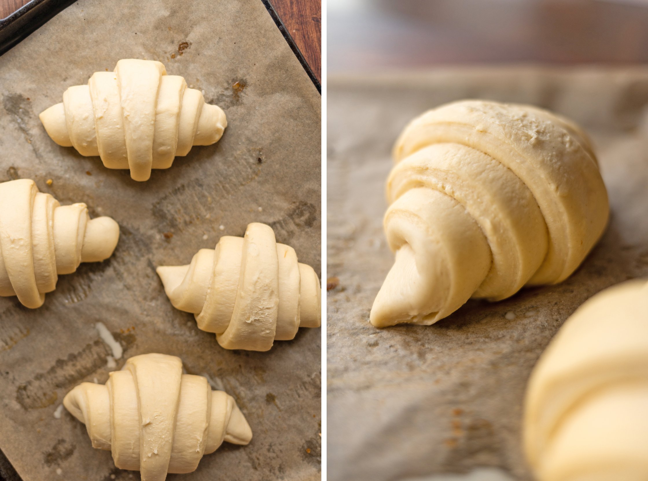 R870 Selbstgemachte vegane Croissants und Schokocroissants