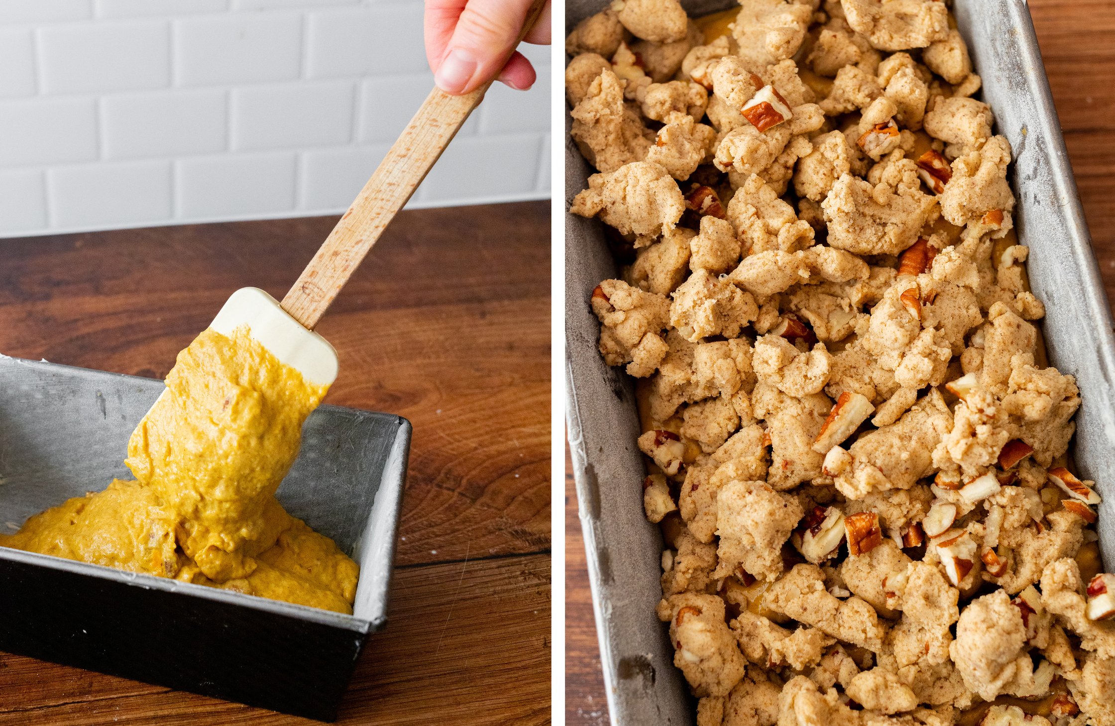 Pumpkin Banana Bread dough and crumbles