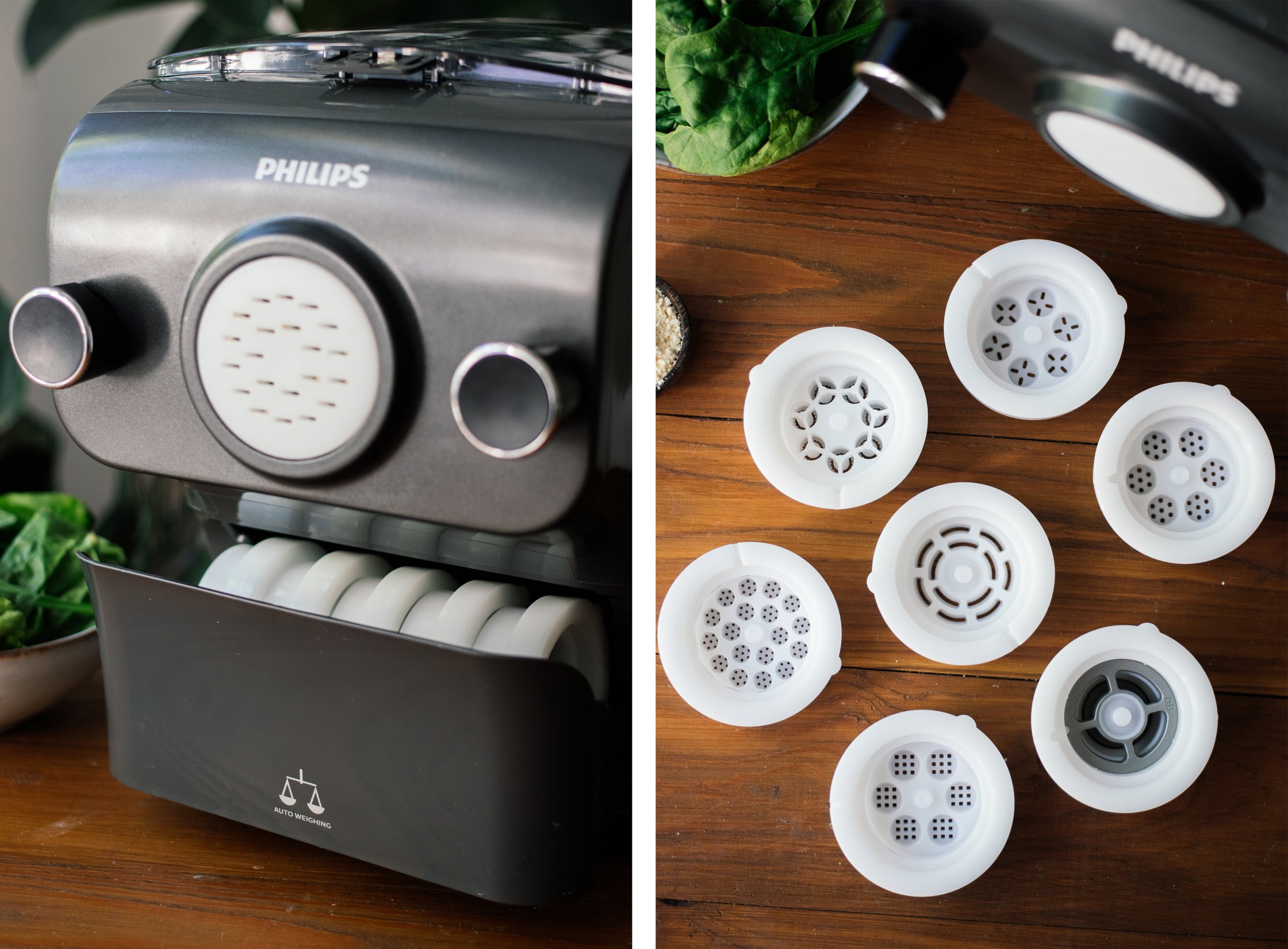 pasta maker with different shapes for pasta
