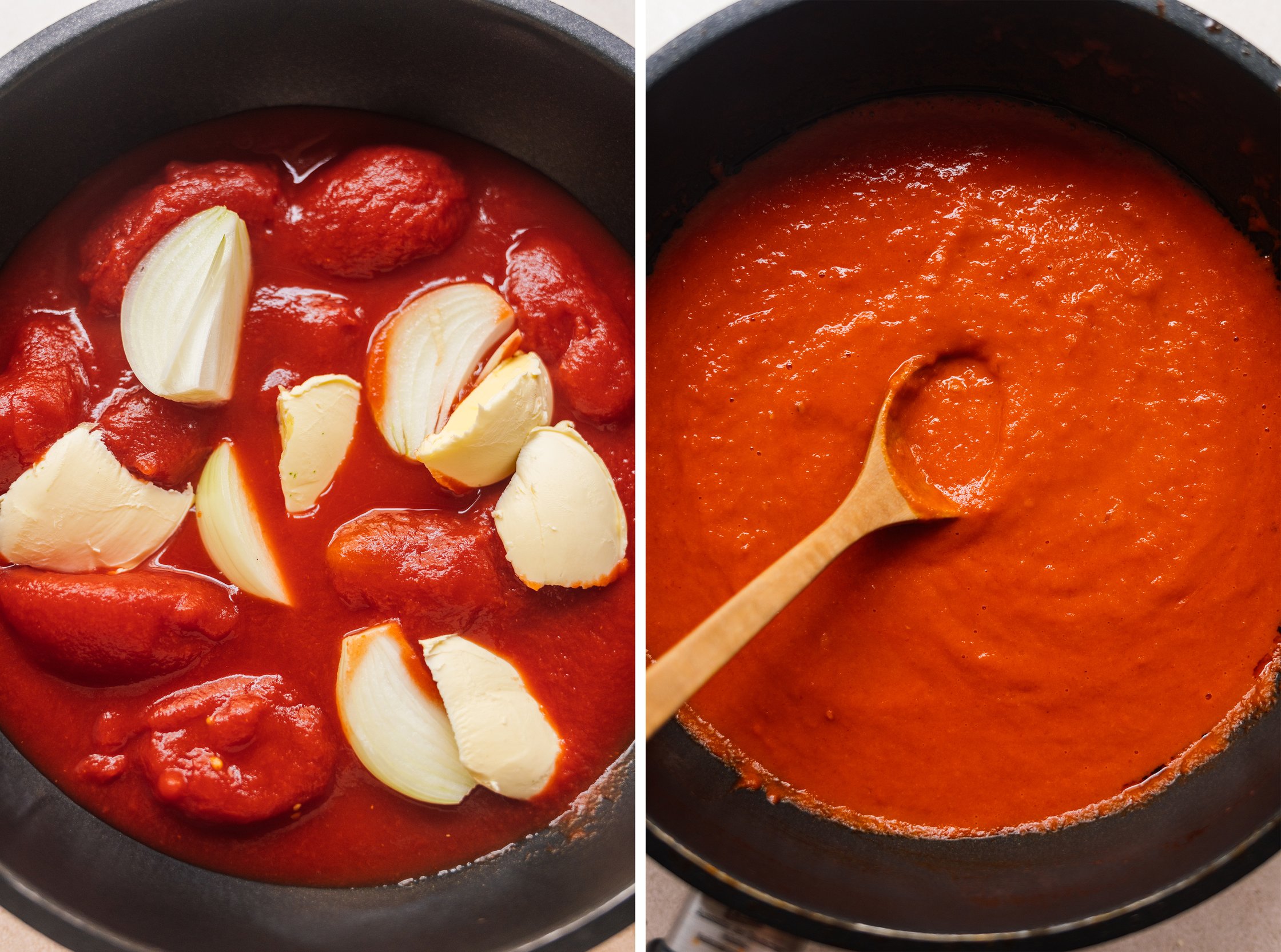 vegane tomatensoße im topf zubereiten