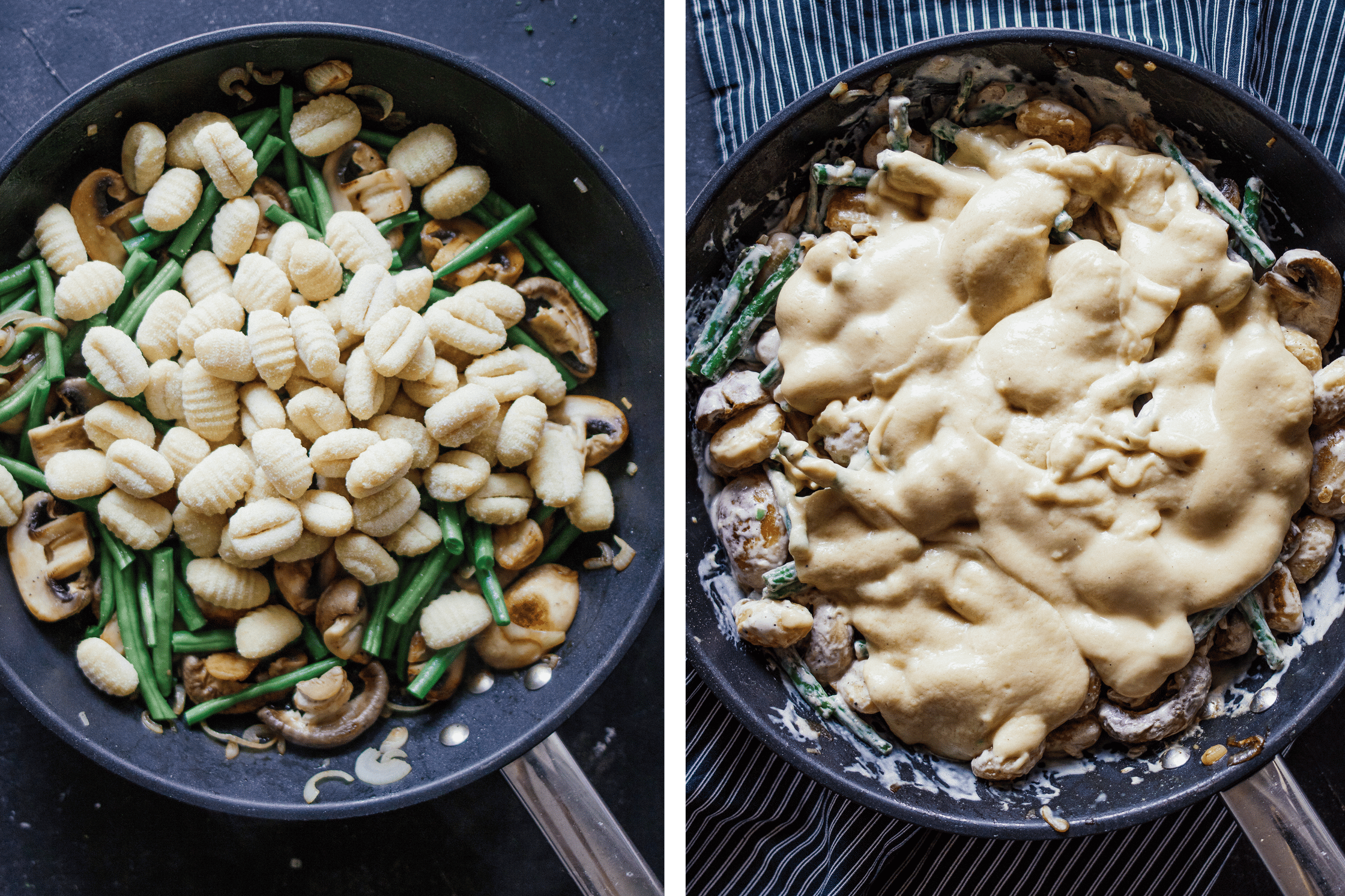 vegane Gnocchi-Pfanne wird angebraten