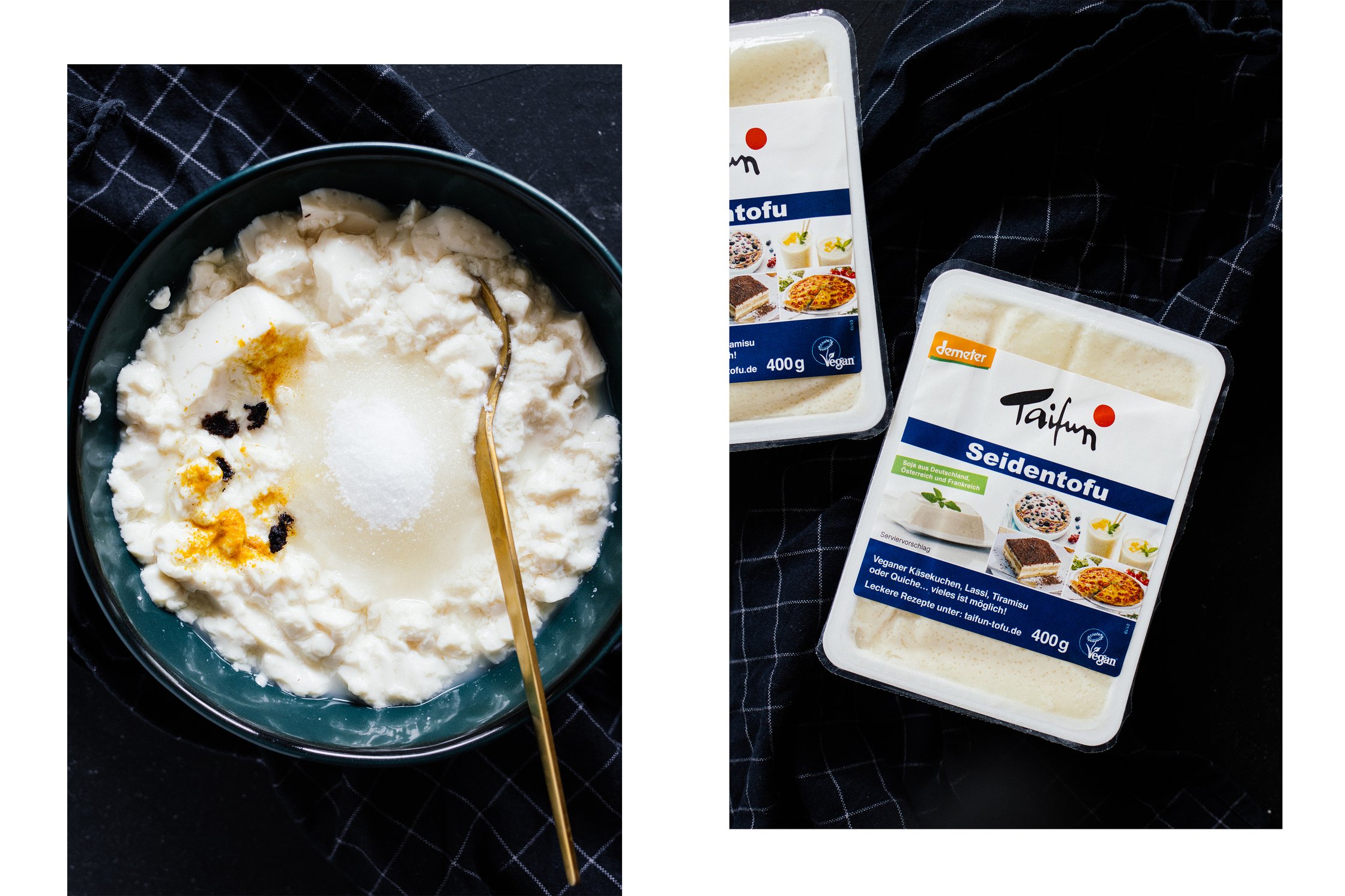 vegan cheesecake filling made with silken tofu