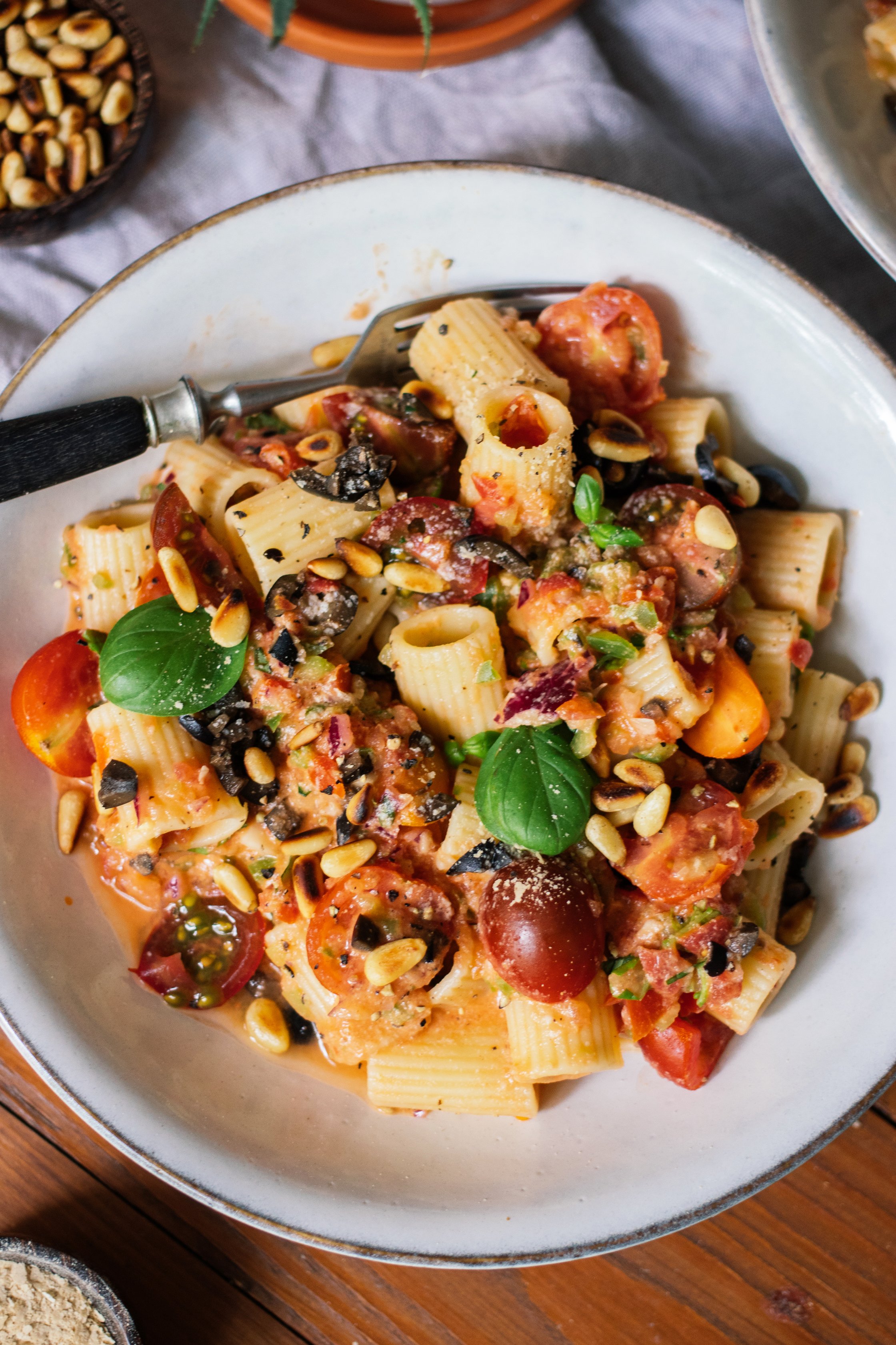 vegan gazpacho pasta served