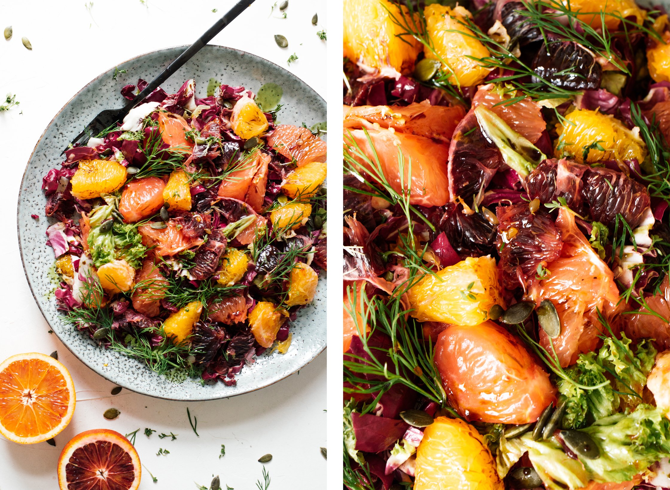 close up of citrus salad