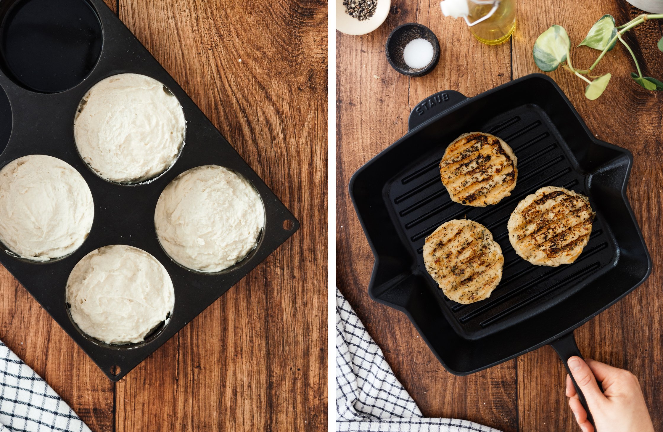 veganer Grillkäse in Silikonform; veganen Grillkäse anbraten