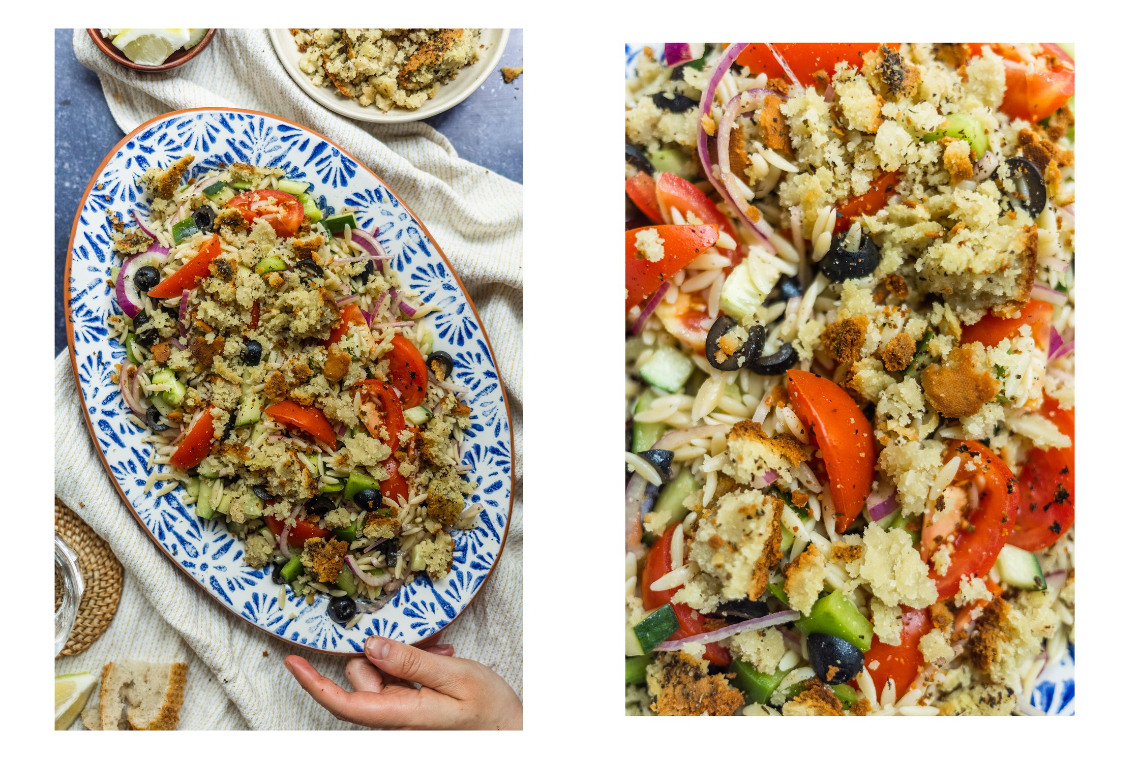 Veganer griechischer Salat auf einer Platte