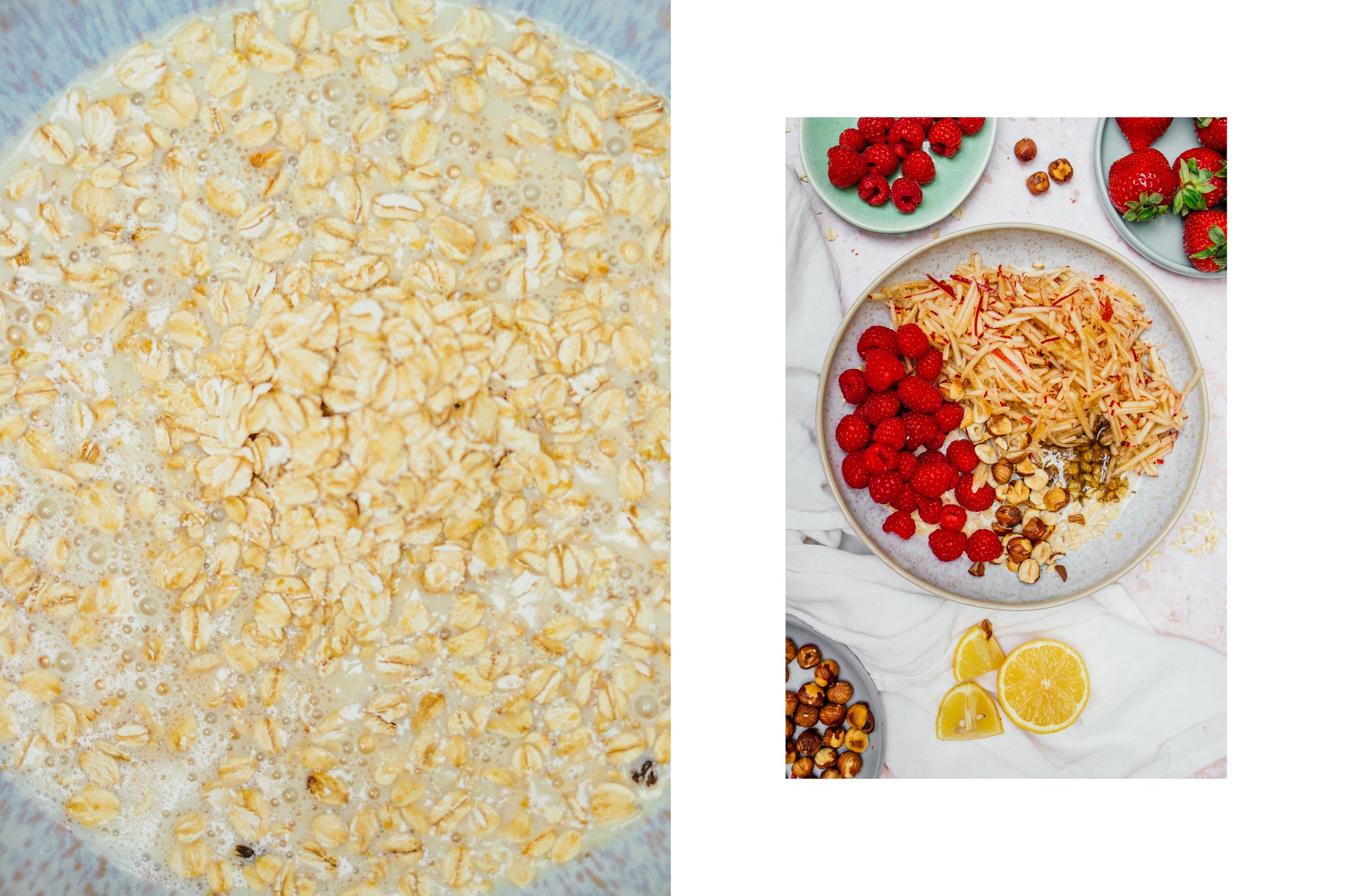 Haferflocken und geraspelter Apfel