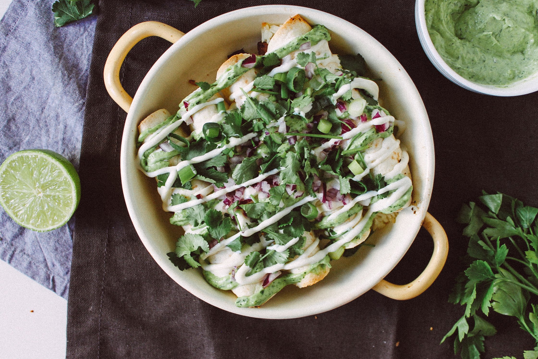 R128 Vegan taquitos with avocado sauce