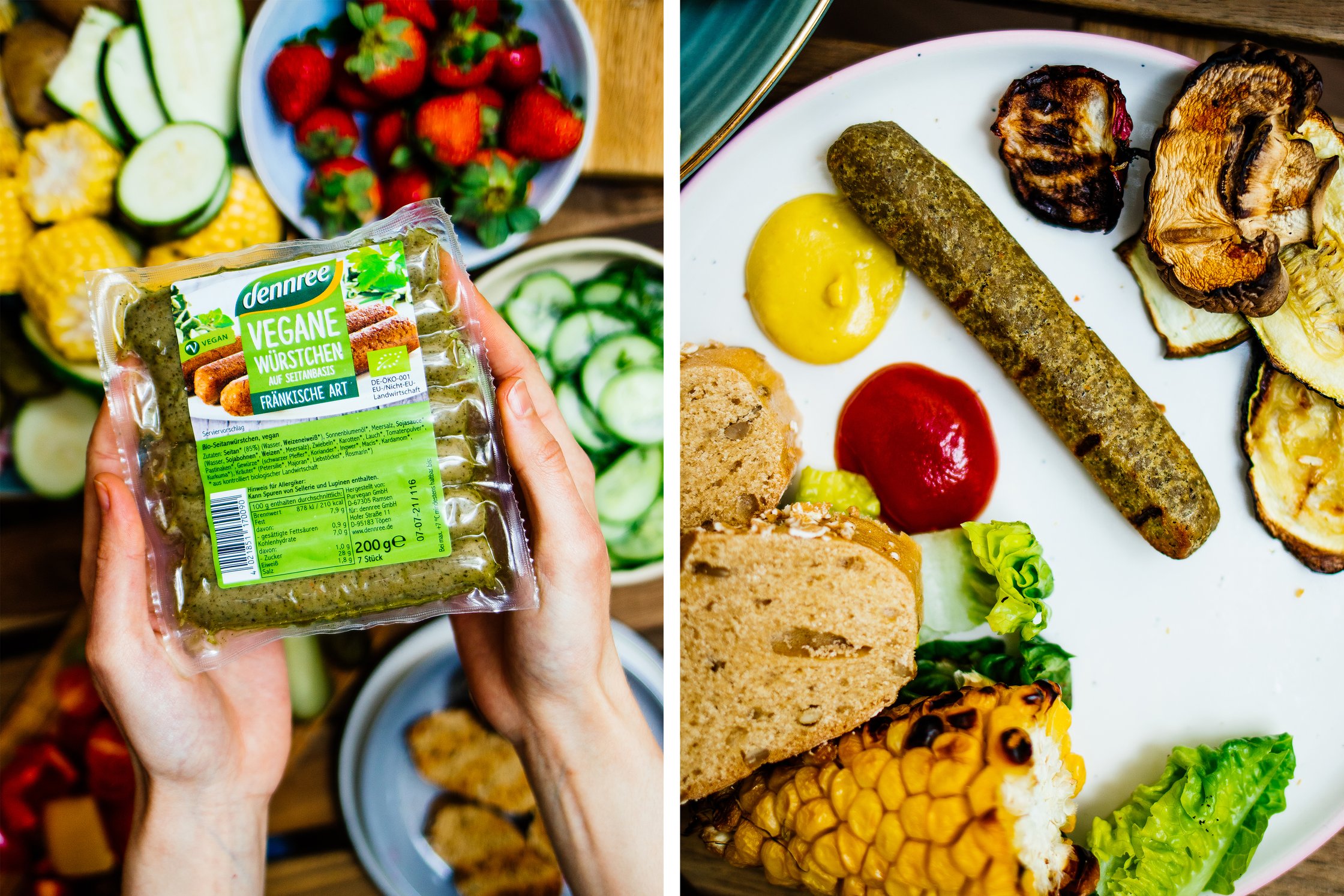vegan sausages from Dennree