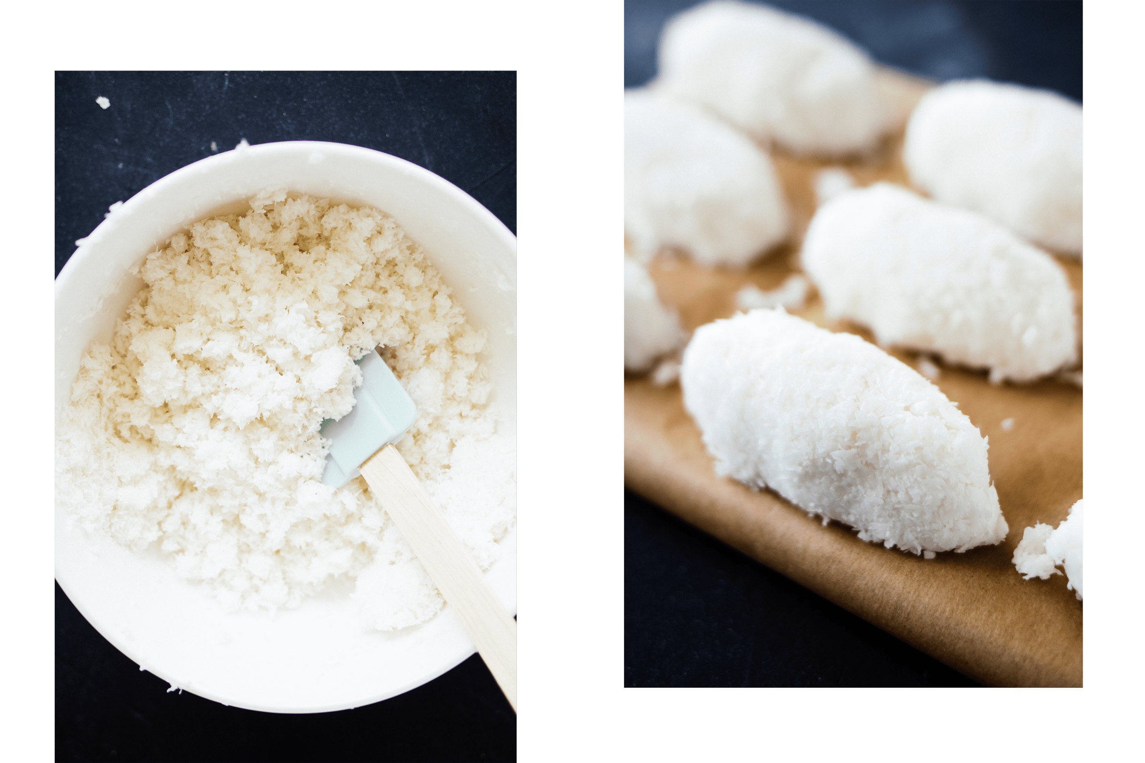 preparing vegan bounty coconut filling