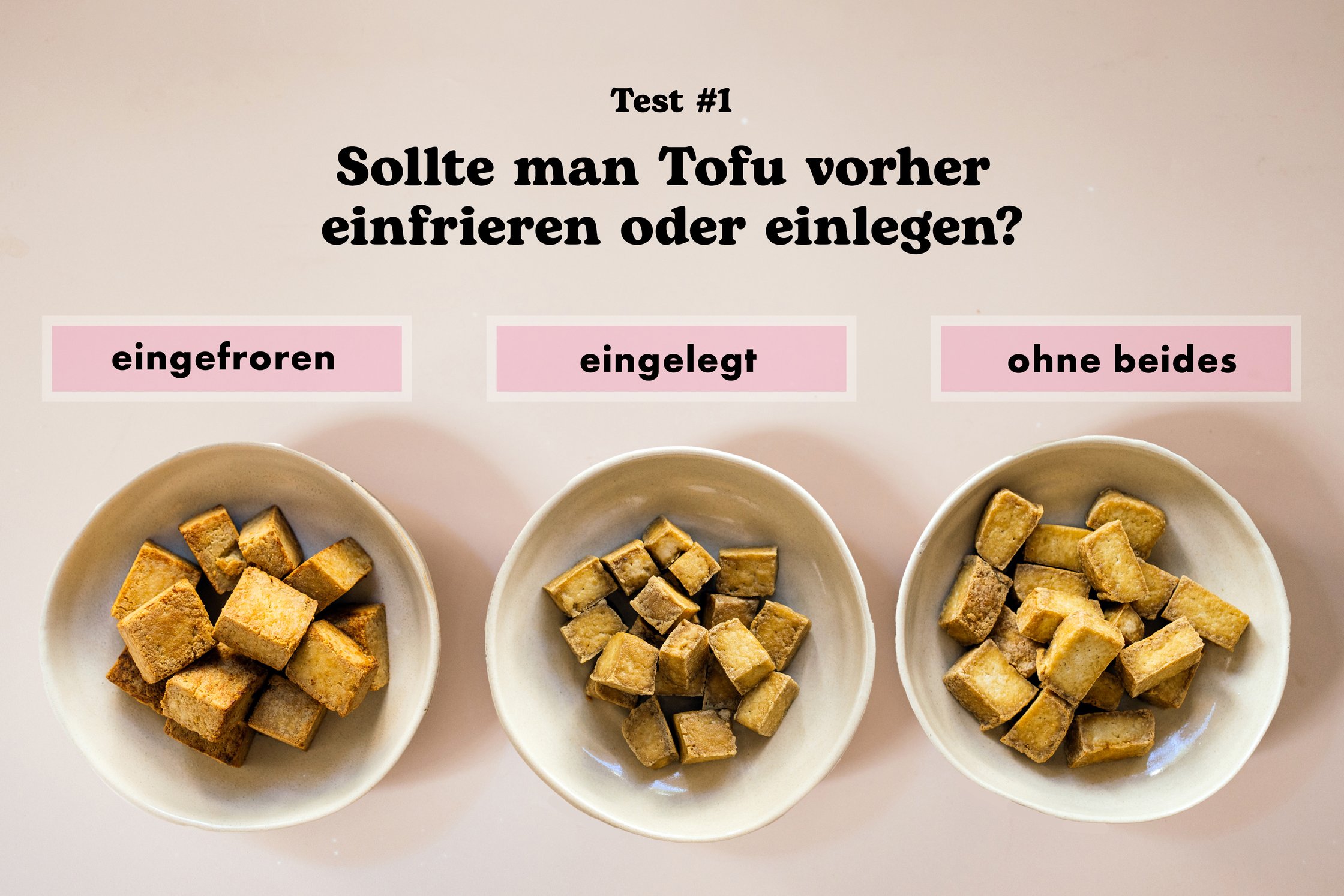 Auf der Suche nach dem knusprigsten Tofu. Test: Sollte man Tofu vorher einfrieren oder einlegen?