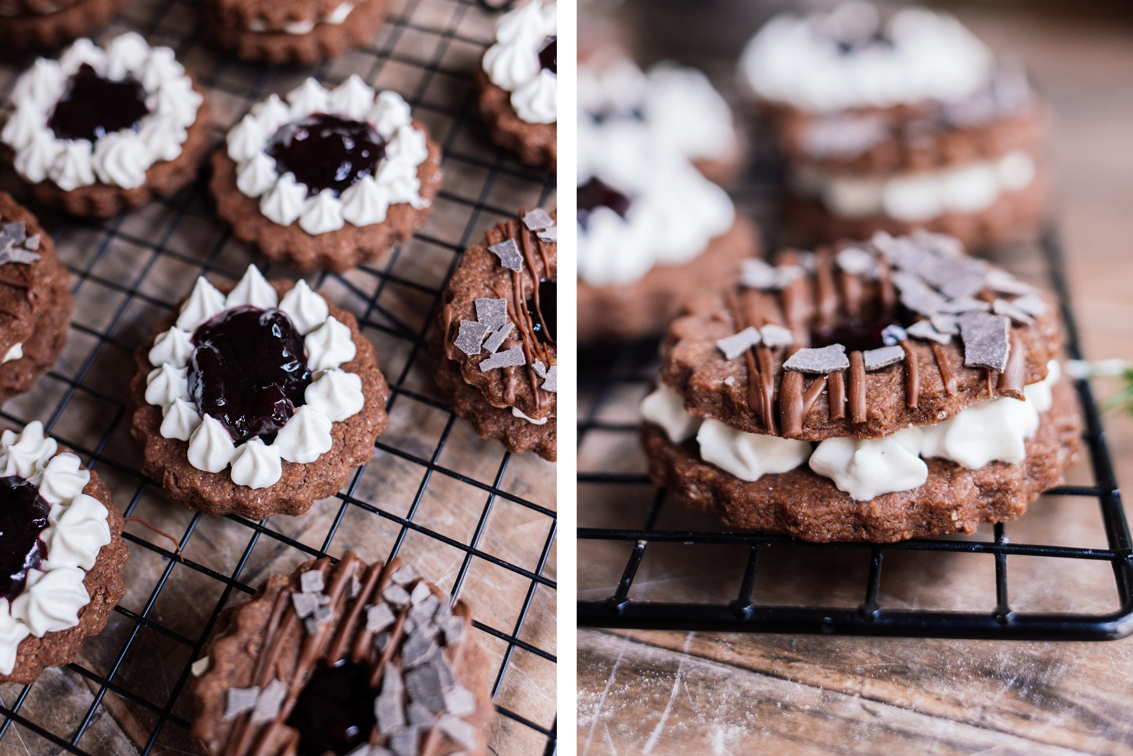 vegan chocolate cookies with whipped cream