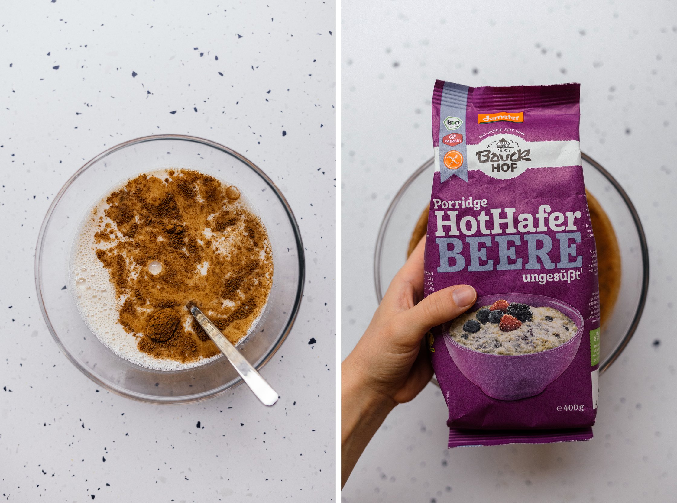 preparing vegan baked oatmeal