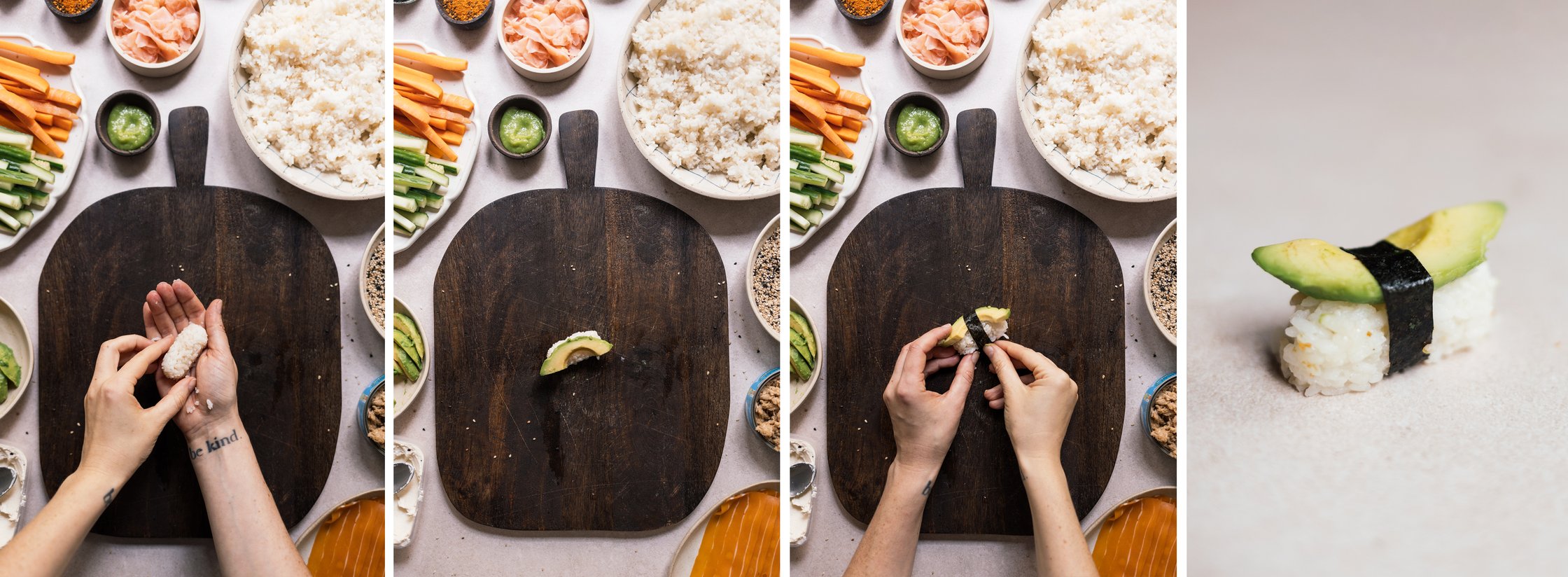 vegane Nigiri mit Avocado formen